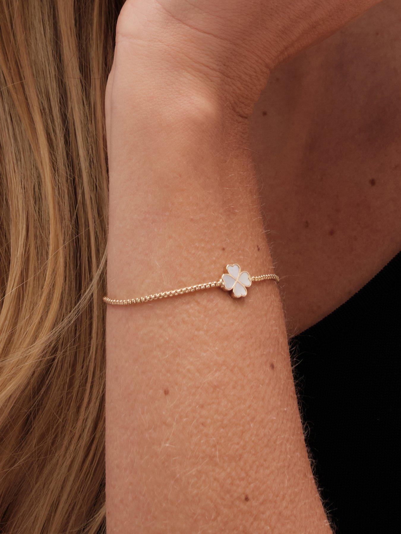 Image 2 of 6 of Jon Richard Gold Plated And Mother Of Pearl Enamel Heart Clover Toggle Bracelet