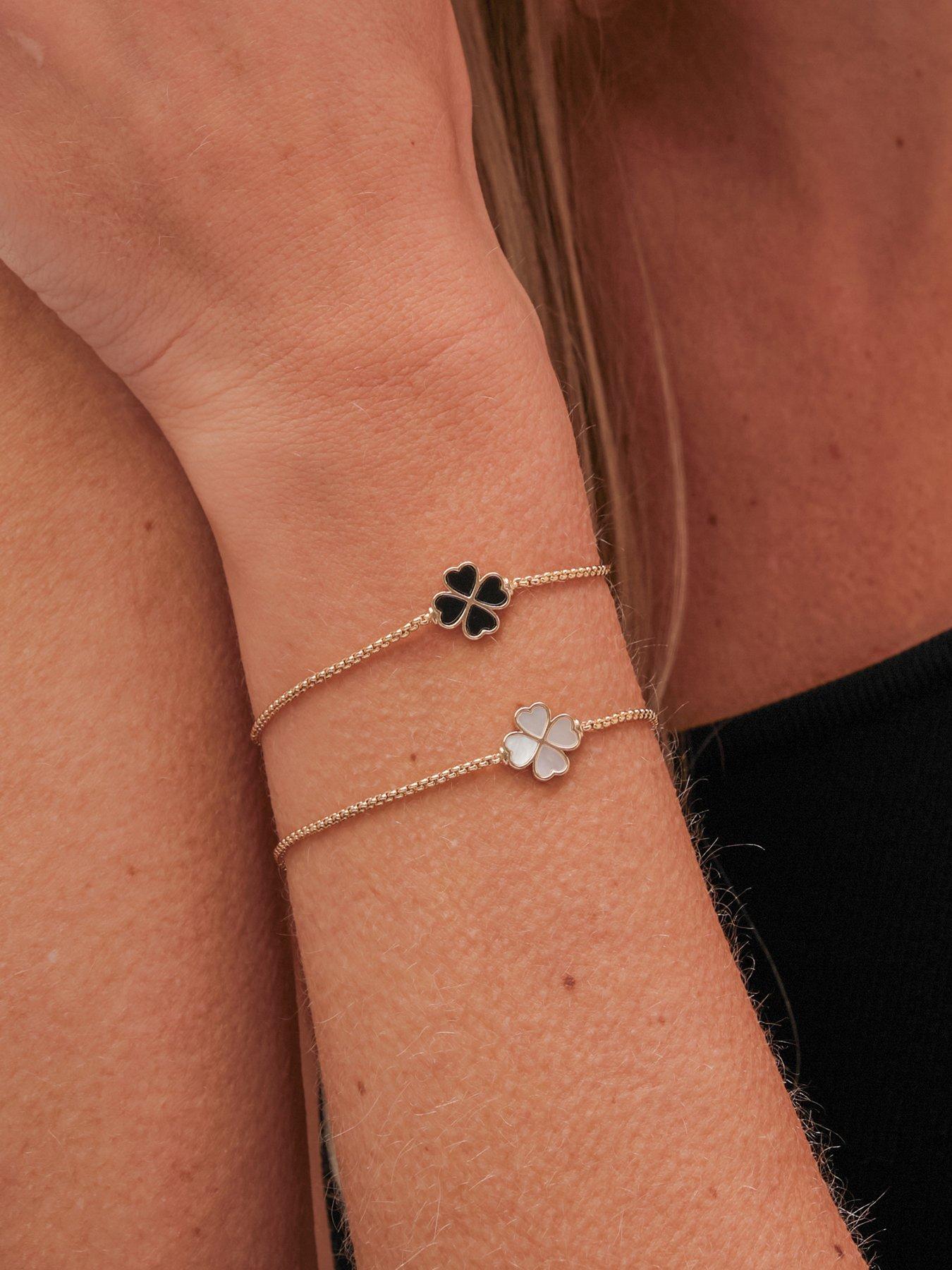 Image 5 of 6 of Jon Richard Gold Plated And Mother Of Pearl Enamel Heart Clover Toggle Bracelet