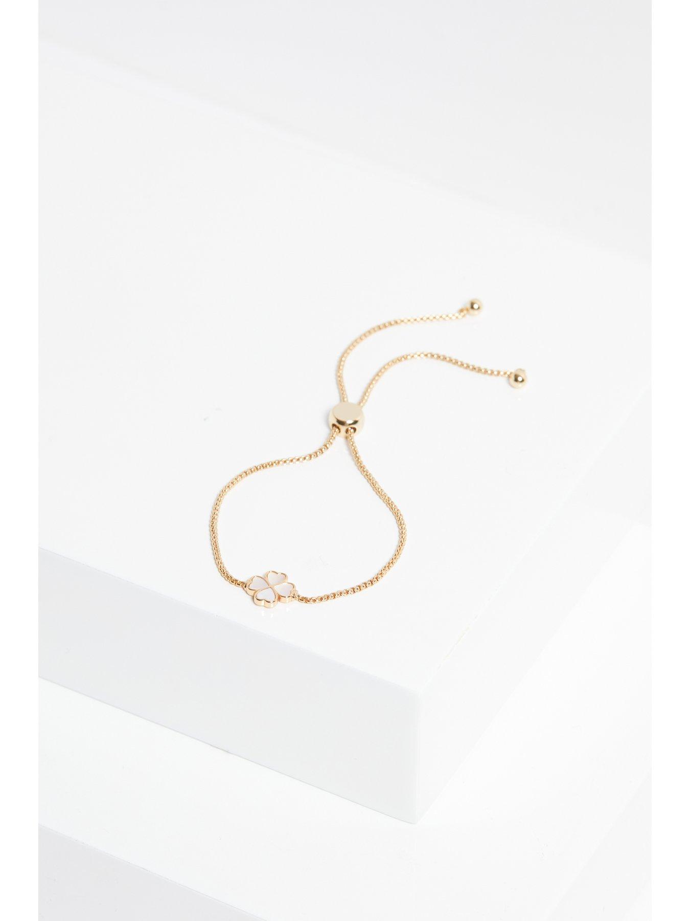 Image 6 of 6 of Jon Richard Gold Plated And Mother Of Pearl Enamel Heart Clover Toggle Bracelet