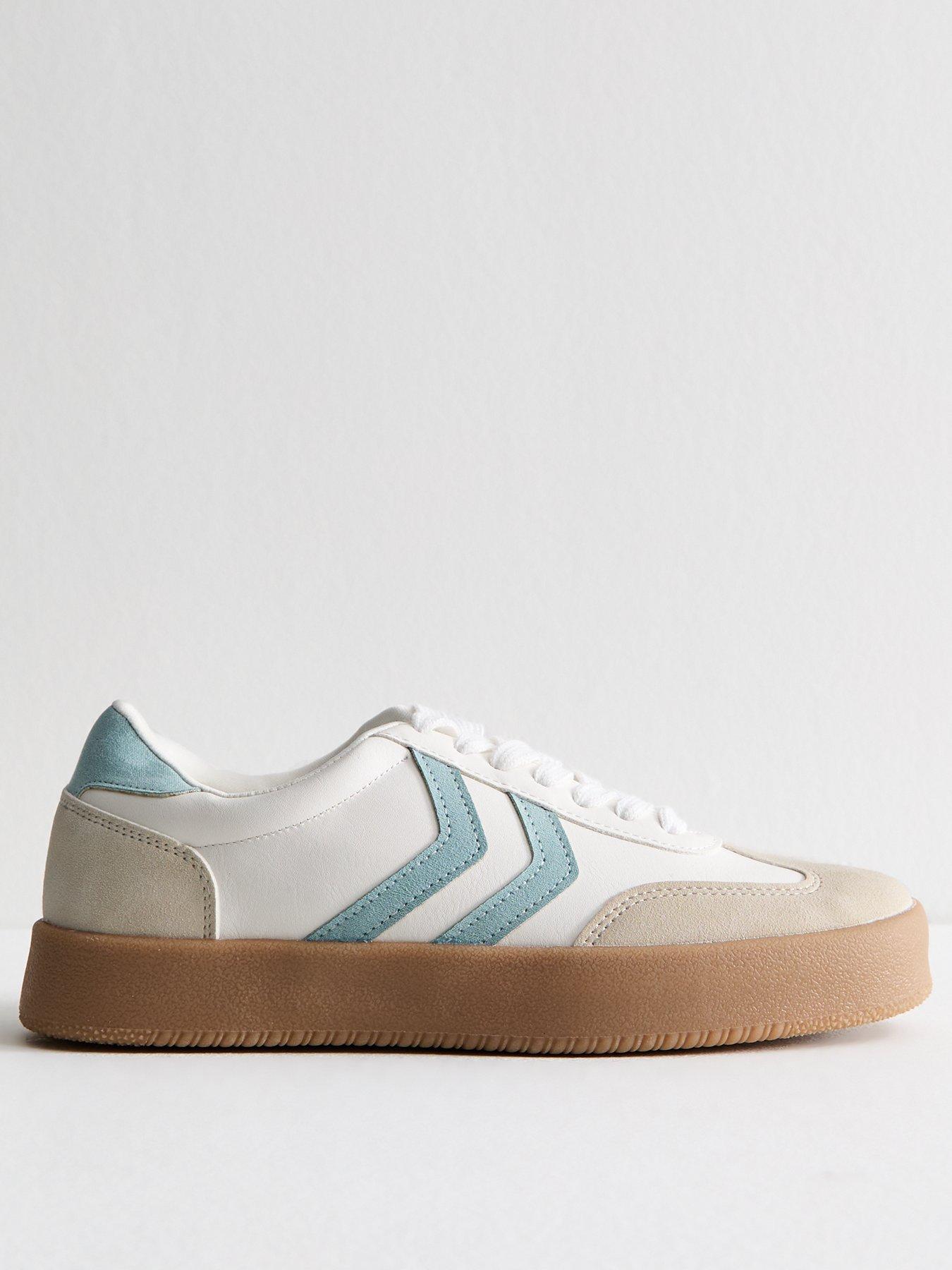 undefined Faux Leather Panelled Flatform Trainers