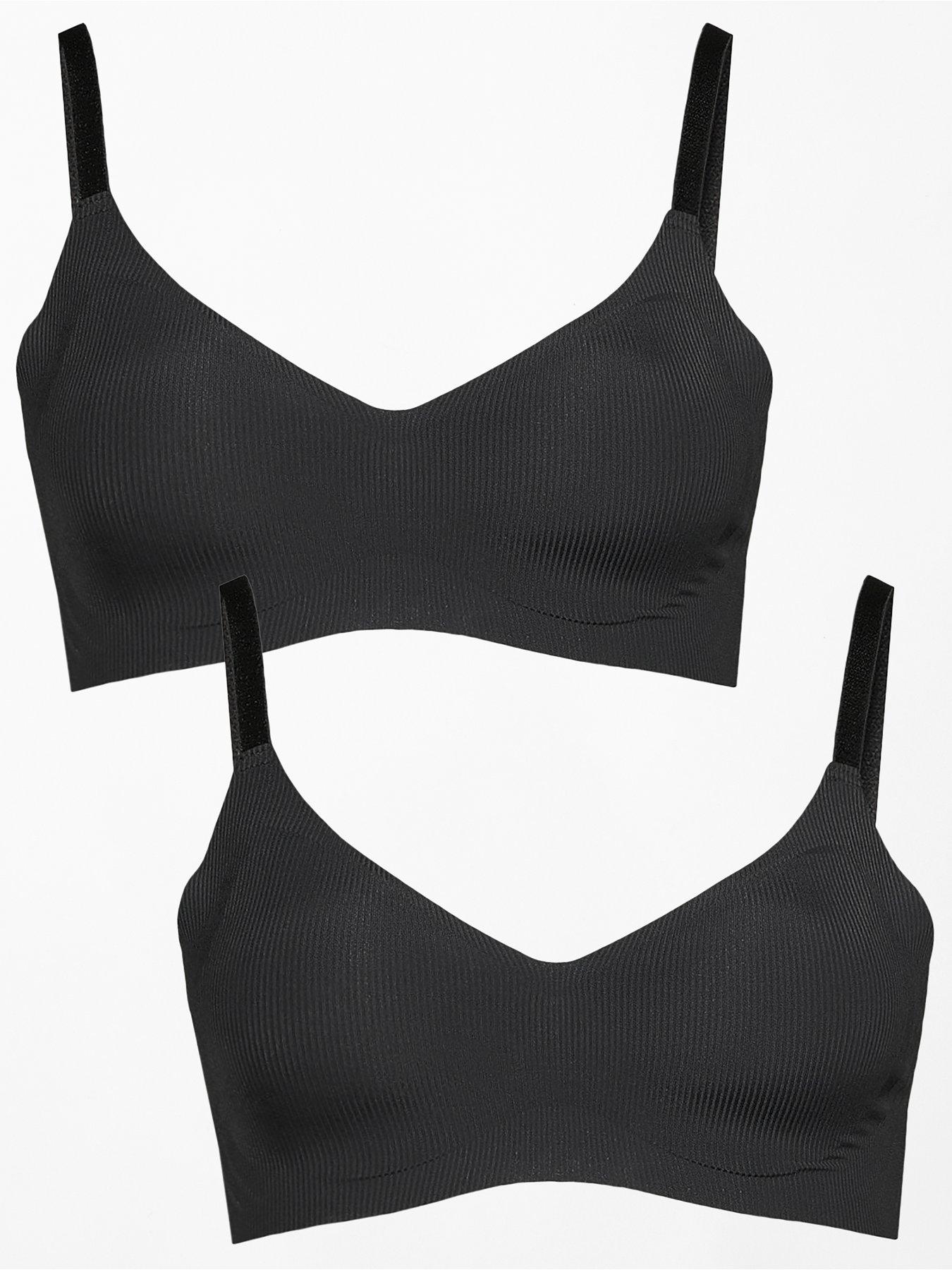 The Very Collection 2 Pack 2nd Skin Ribbed Bralette - Black