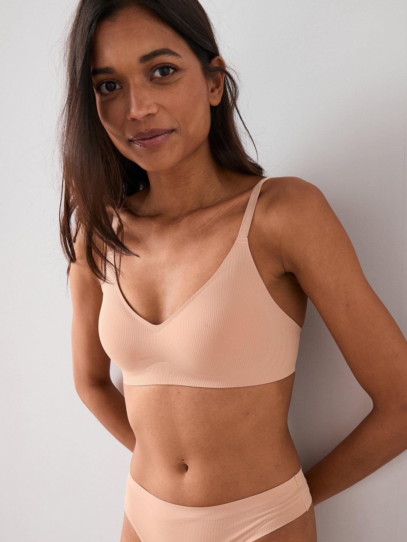 The Very Collection 2 Pack 2nd Skin Ribbed Bralette - Nude