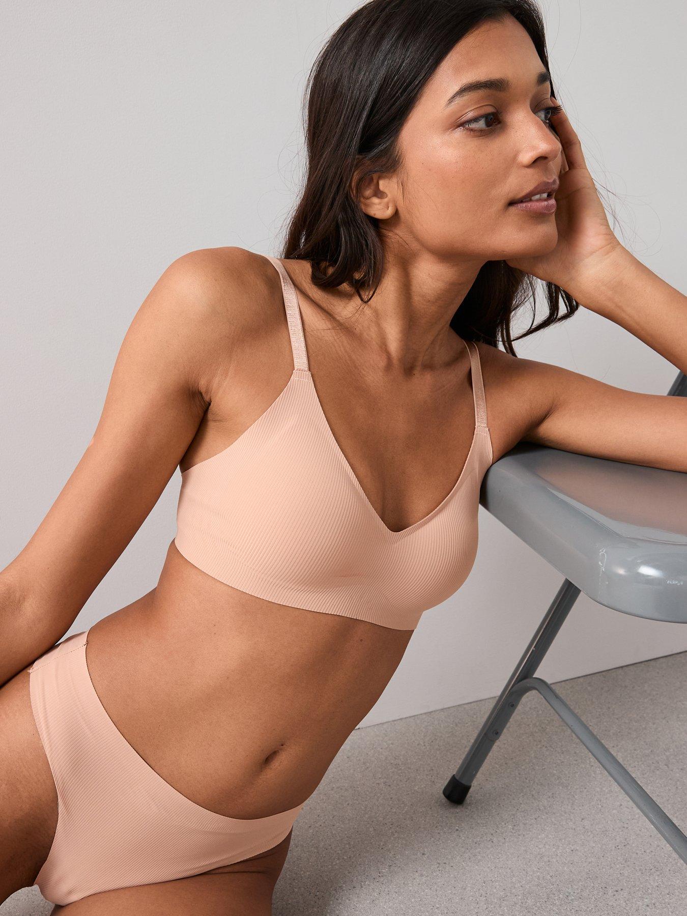 Image 4 of 7 of The Very Collection 2 Pack 2nd Skin Ribbed Bralette - Nude