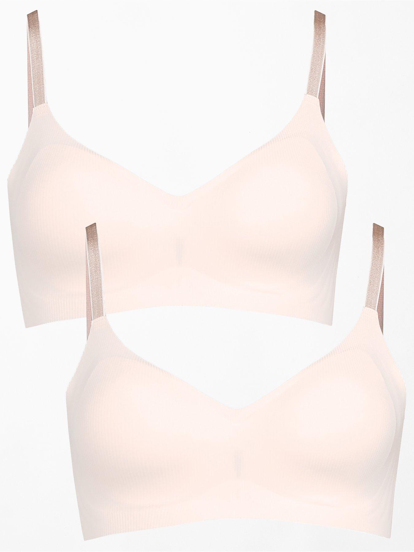 The Very Collection 2 Pack 2nd Skin Ribbed Bralette - Black