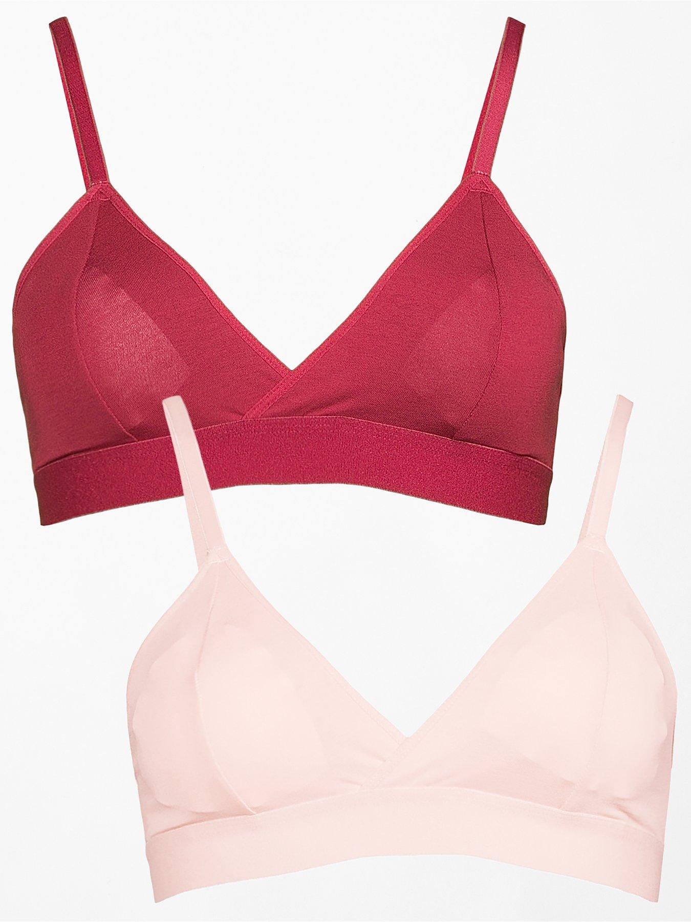 Image 1 of 7 of The Very Collection 2 Pack Cotton Triangle Bralette&nbsp; - Multi