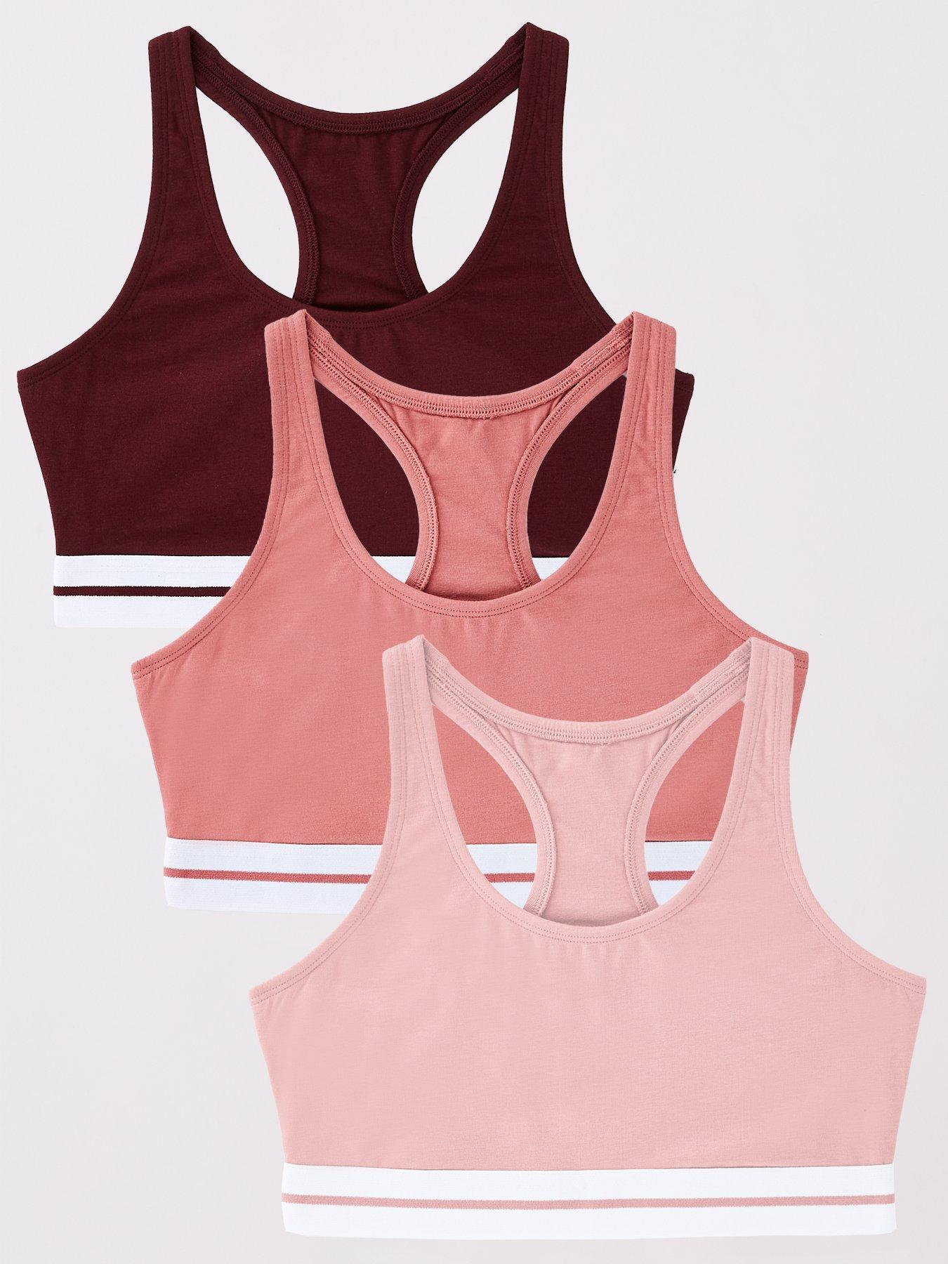 The Very Collection 3 Pack Racerback Cotton Bralettes - Multi