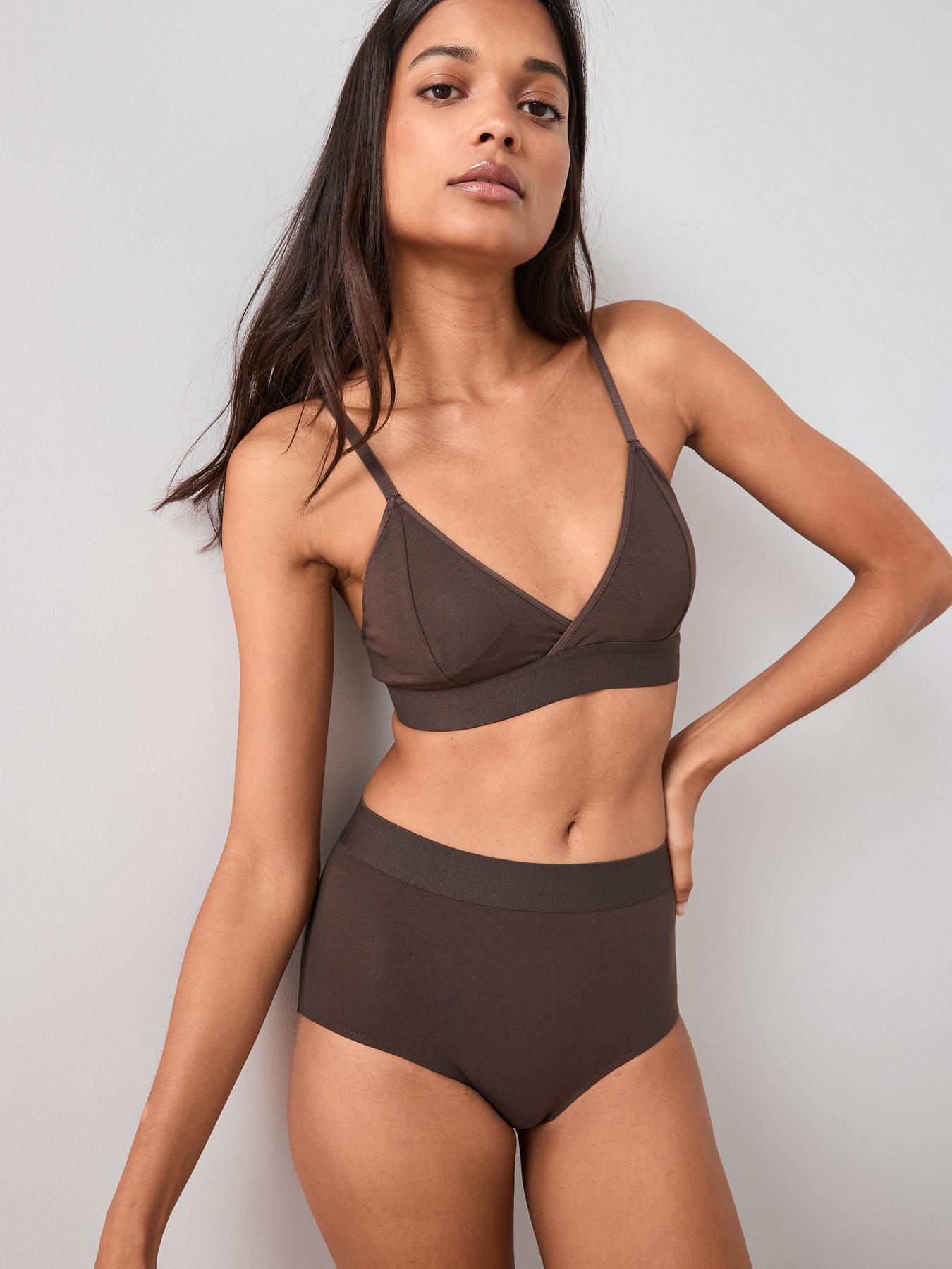 Image 2 of 7 of The Very Collection 3 Pack High Waist Cotton Briefs - Brown