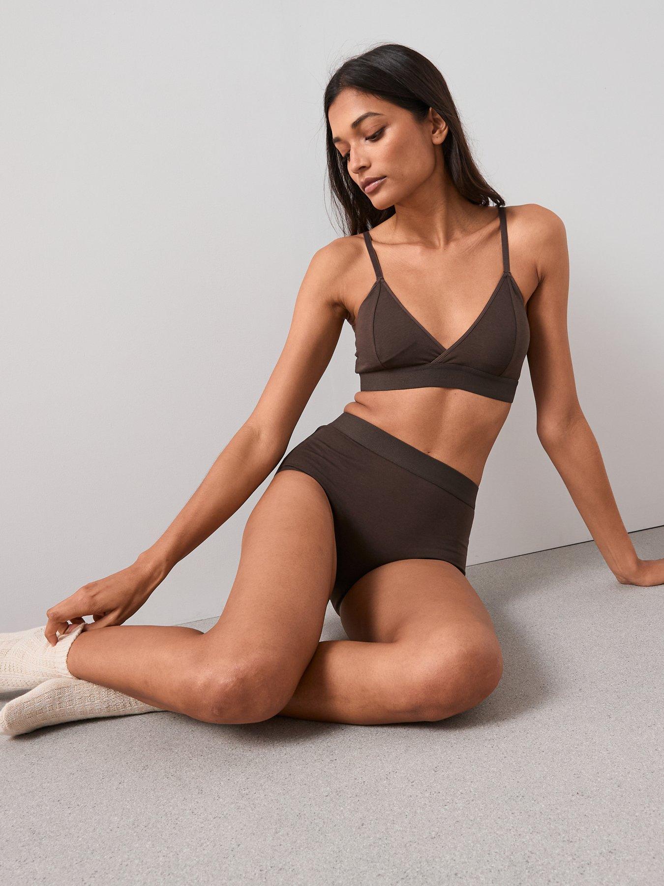 Image 5 of 7 of The Very Collection 3 Pack High Waist Cotton Briefs - Brown