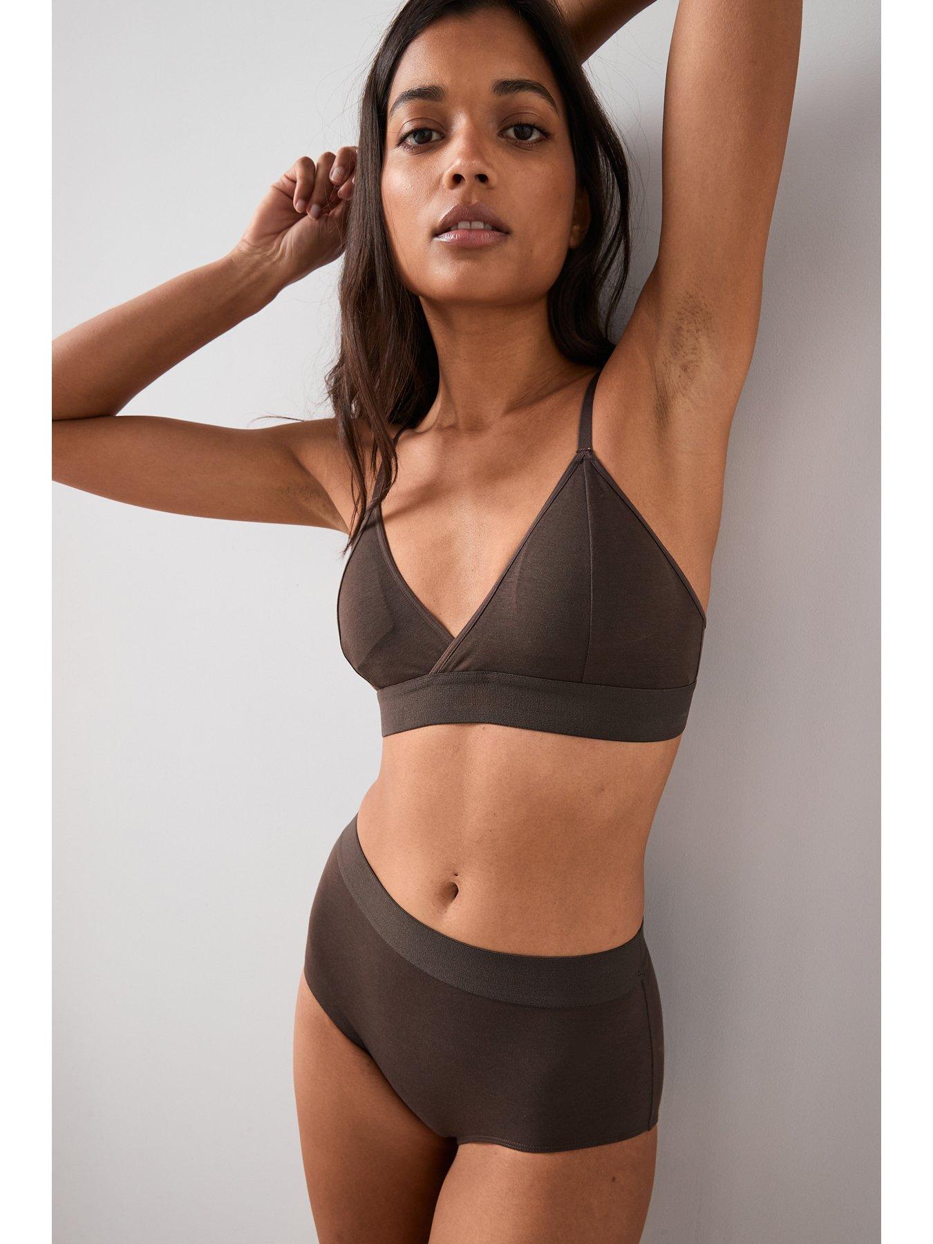 Image 6 of 7 of The Very Collection 3 Pack High Waist Cotton Briefs - Brown