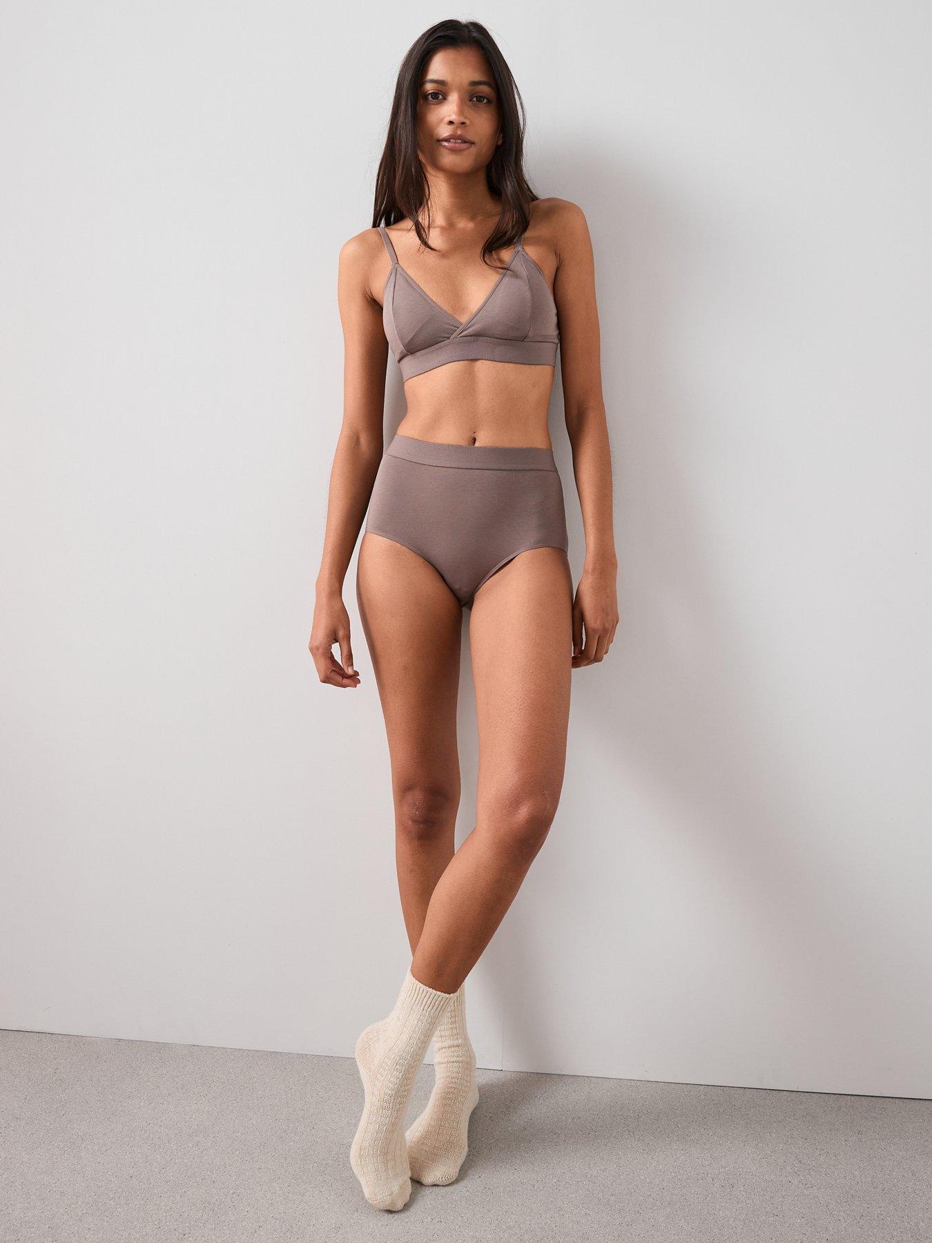 Image 7 of 7 of The Very Collection 3 Pack High Waist Cotton Briefs - Brown