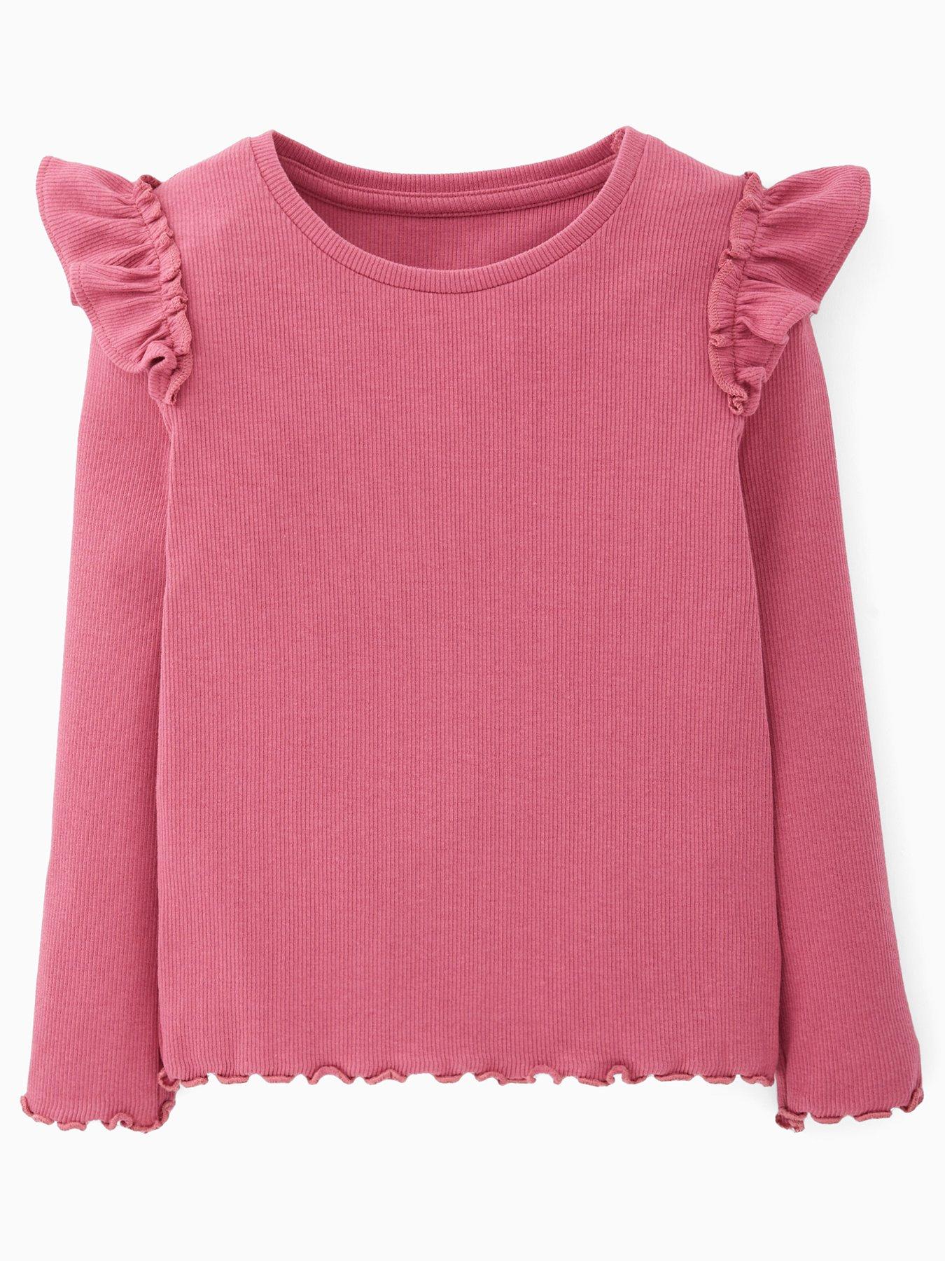 Image 2 of 5 of Mini V by Very Girls 3 Pack Rib Long Sleeve Tops - Print/Solid