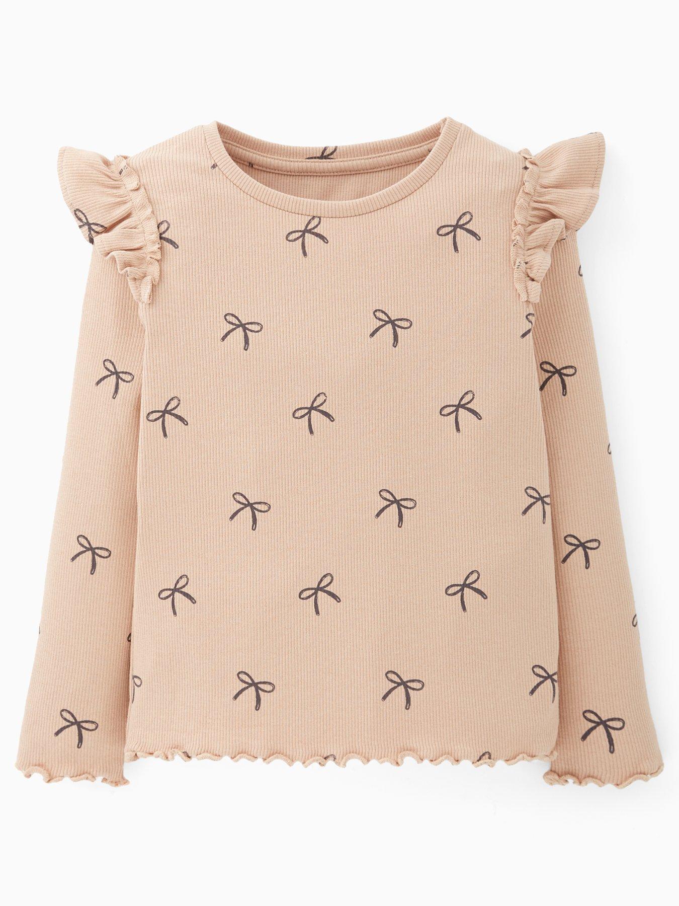 Image 3 of 5 of Mini V by Very Girls 3 Pack Rib Long Sleeve Tops - Print/Solid