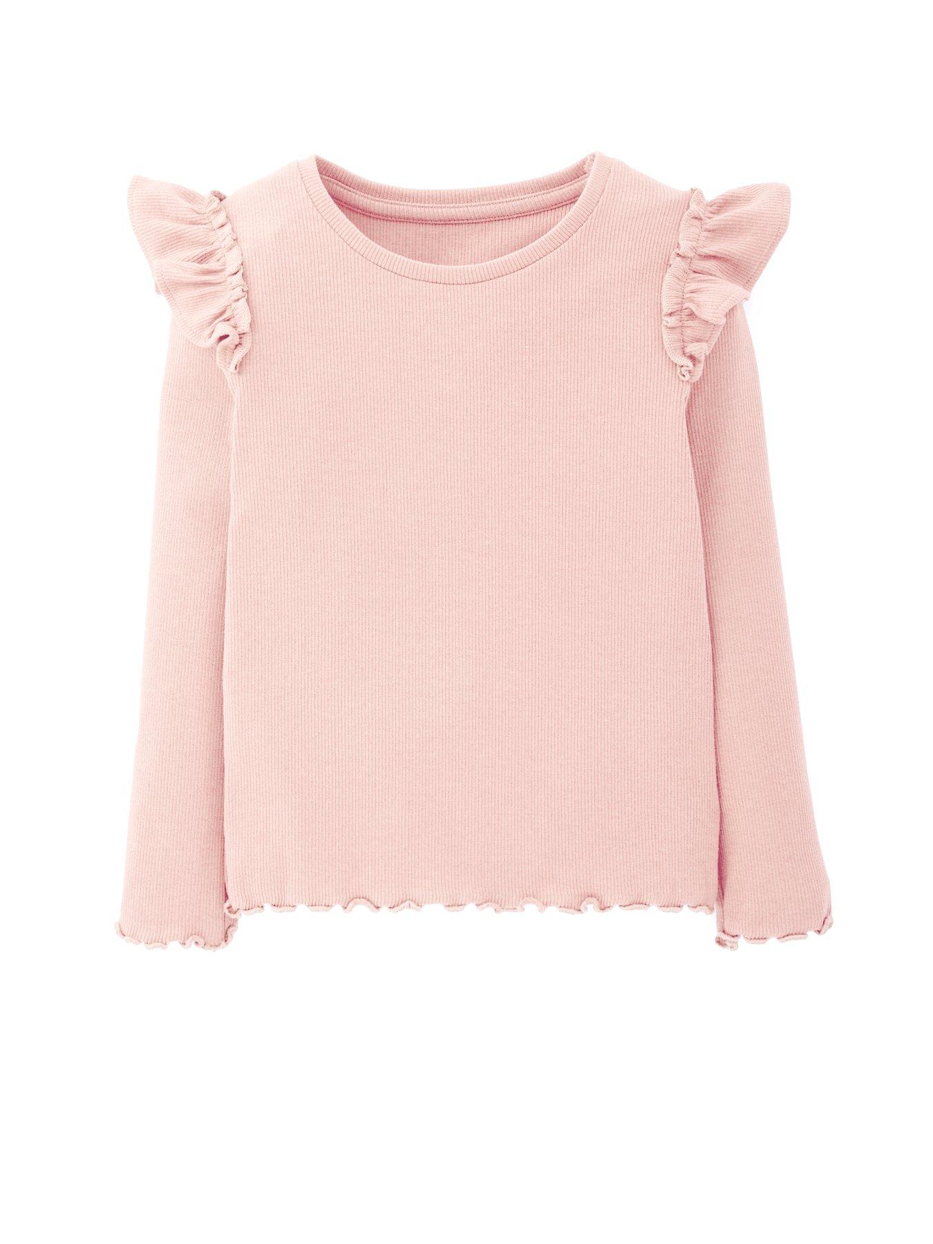 Image 4 of 5 of Mini V by Very Girls 3 Pack Rib Long Sleeve Tops - Print/Solid