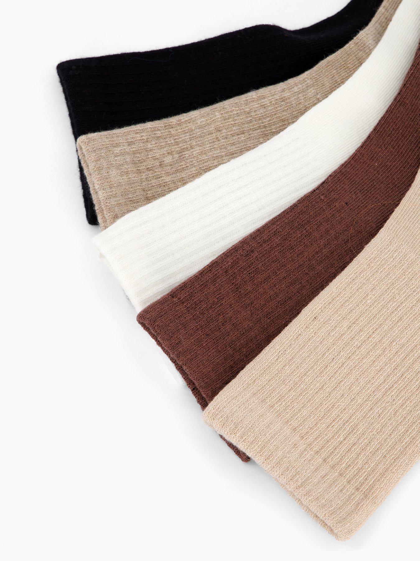 V by Very 5Pk Plain Rib Ankle Socks Neutrals - Beige | Very