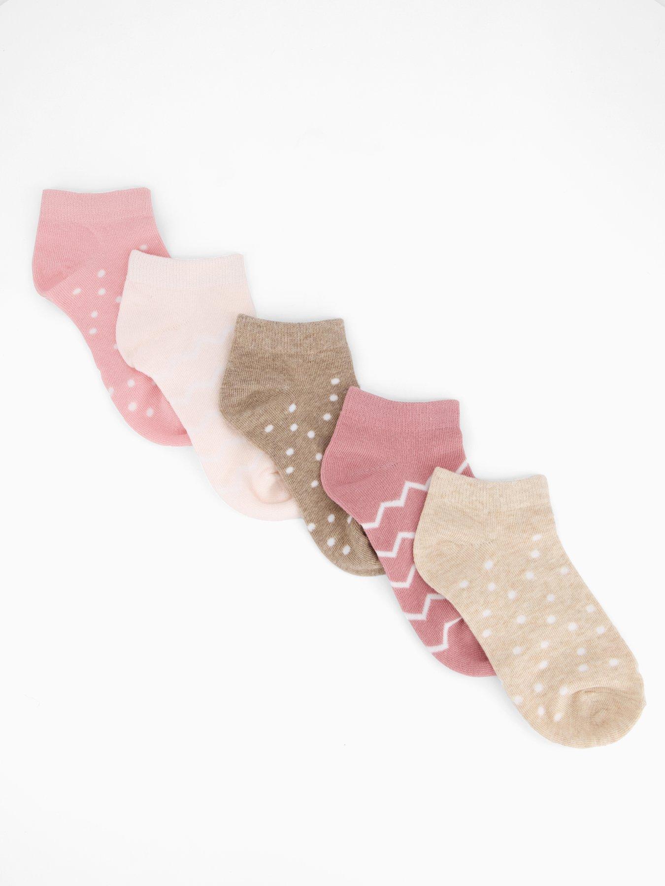 V by Very 5 Pack Printed Trainer Liner Socks - Pink