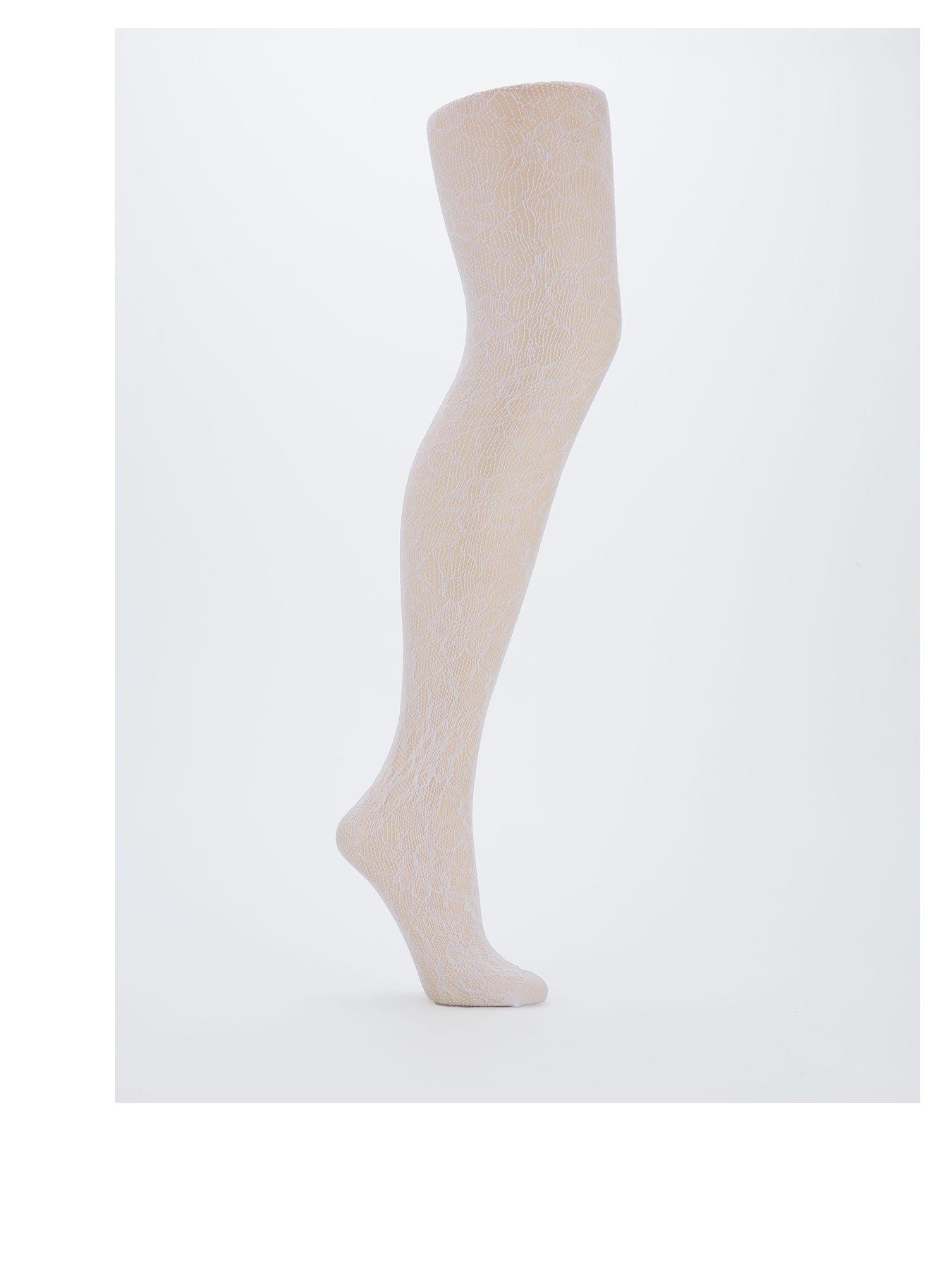 Image 1 of 2 of V by Very Lace Floral Tights - White
