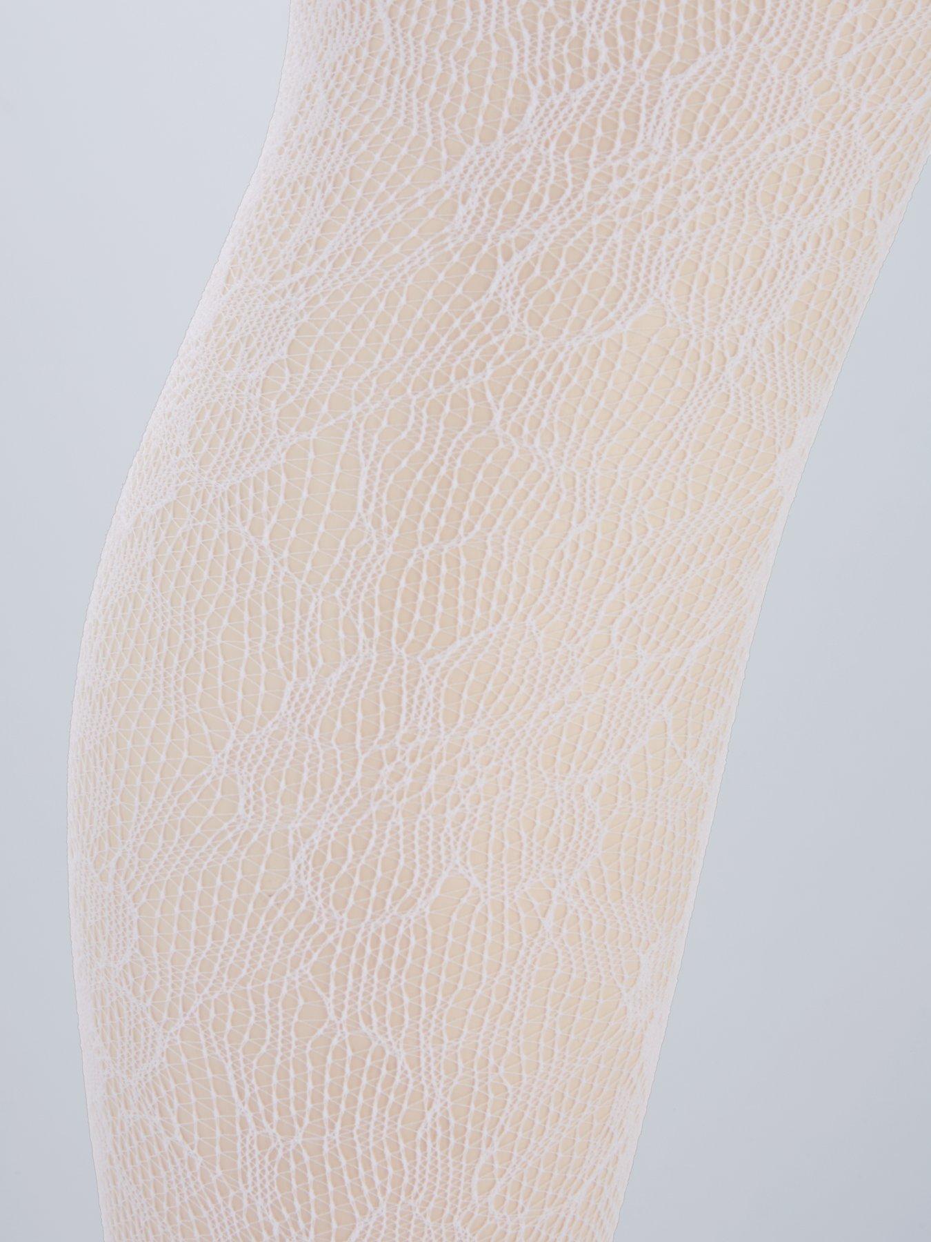 Image 2 of 2 of V by Very Lace Floral Tights - White