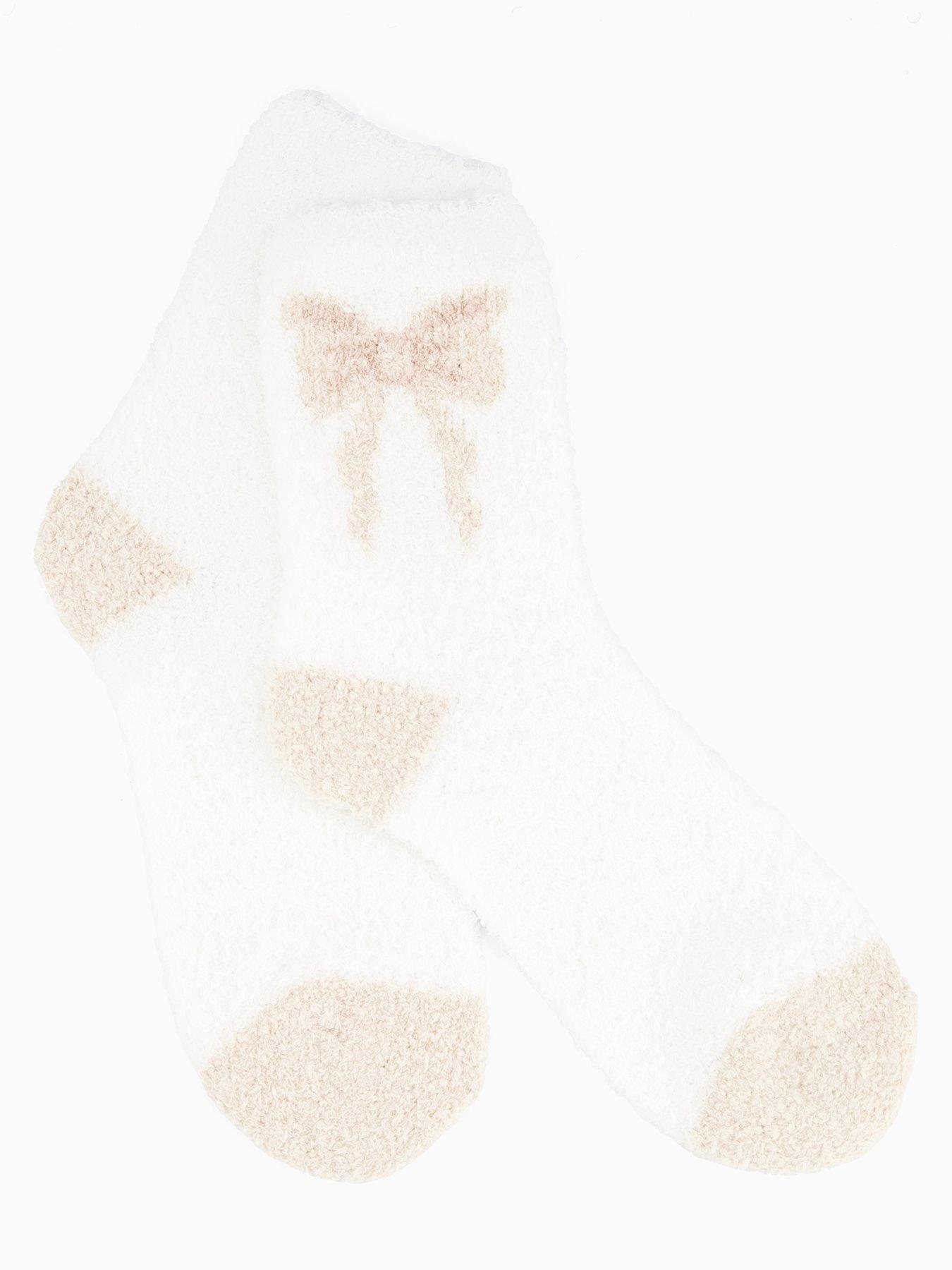 Image 2 of 3 of V by Very 2 Pack Bow Cosy Socks - Beige