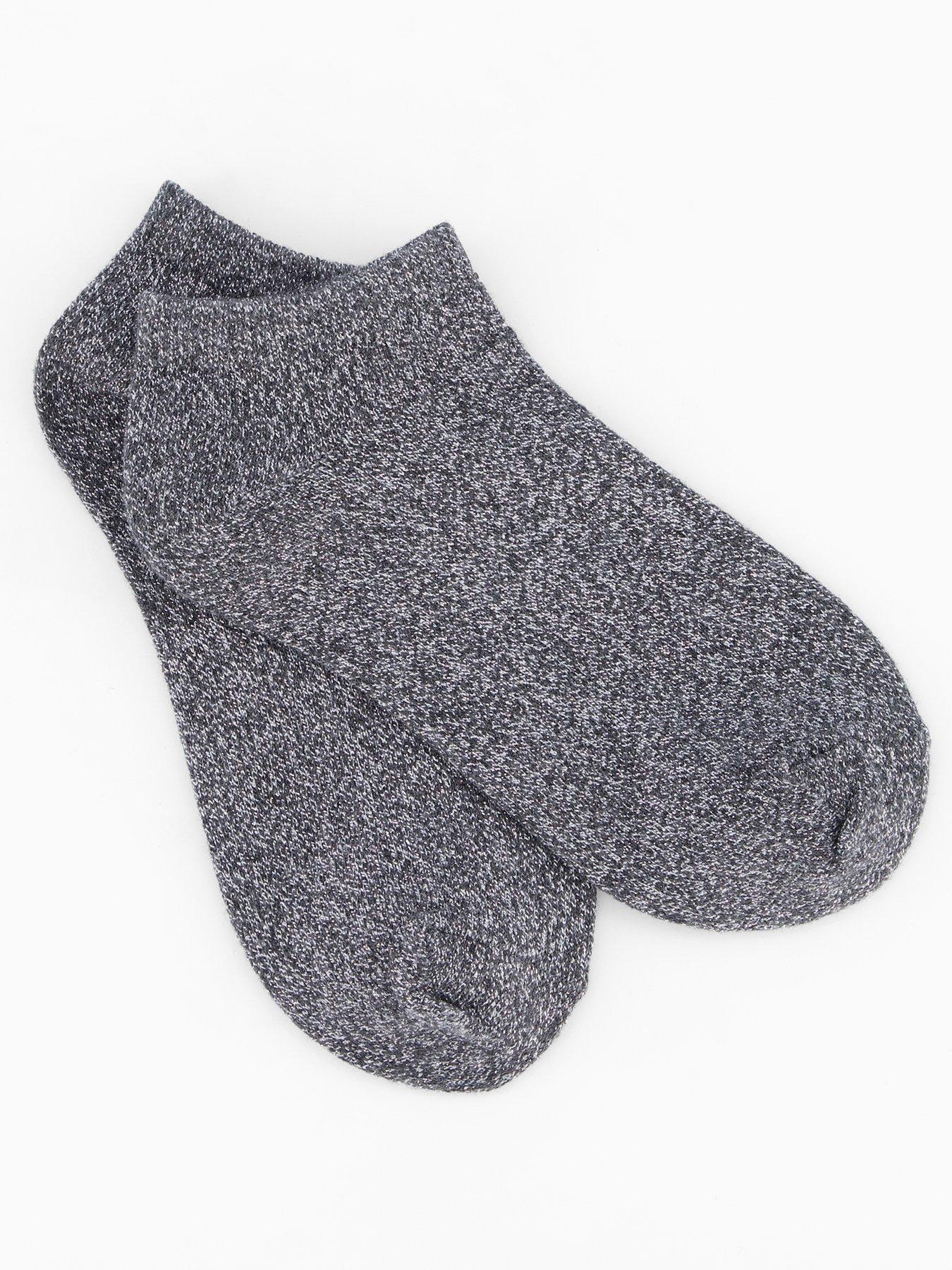 Image 2 of 4 of The Very Collection 2 Pack Glitter Trainer Liner Socks - Grey