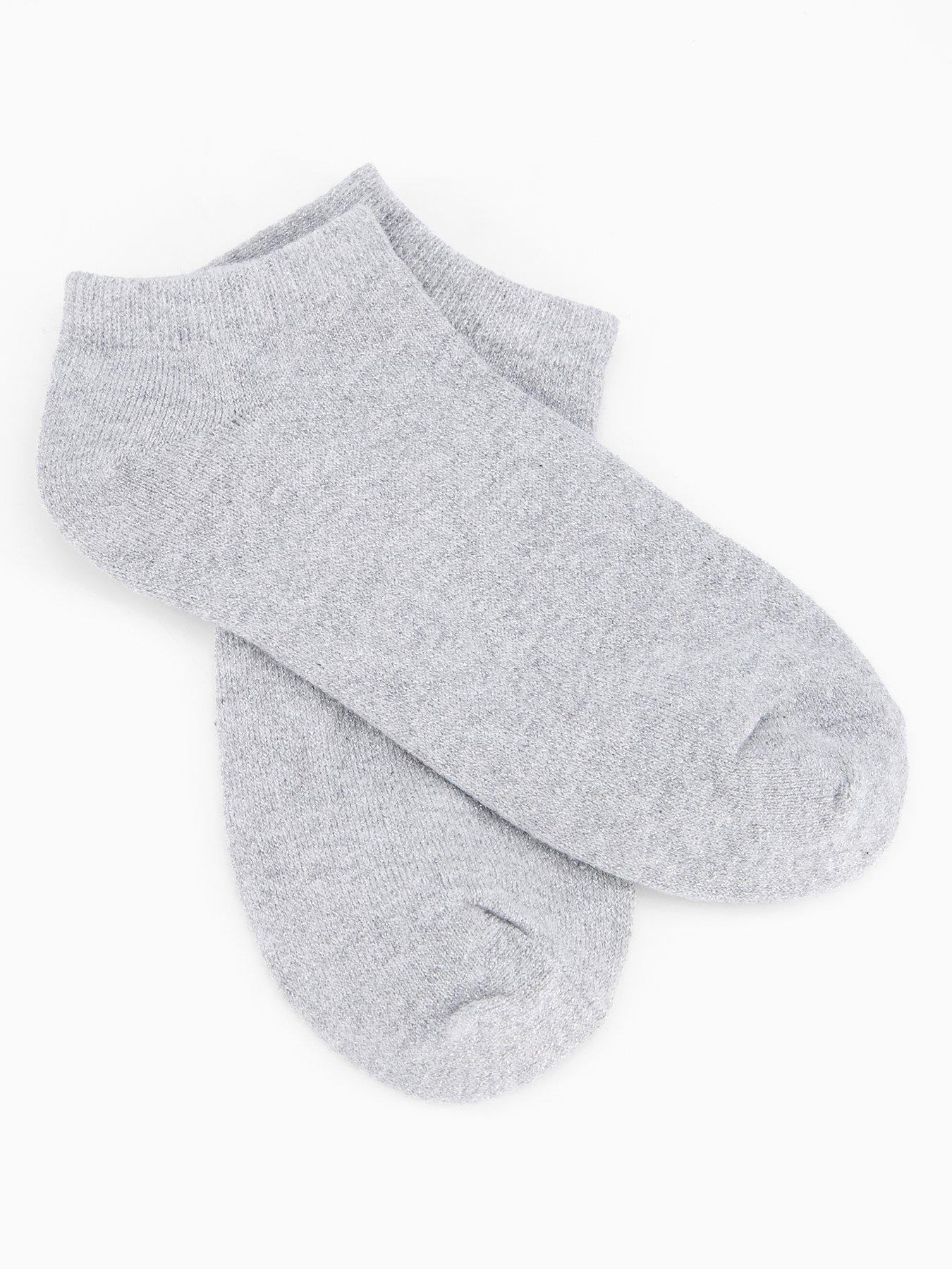 Image 3 of 4 of The Very Collection 2 Pack Glitter Trainer Liner Socks - Grey