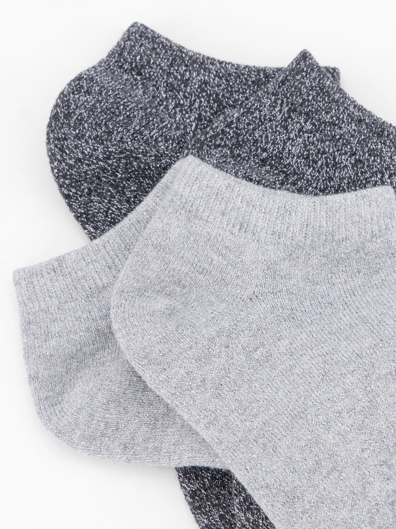 Image 4 of 4 of The Very Collection 2 Pack Glitter Trainer Liner Socks - Grey