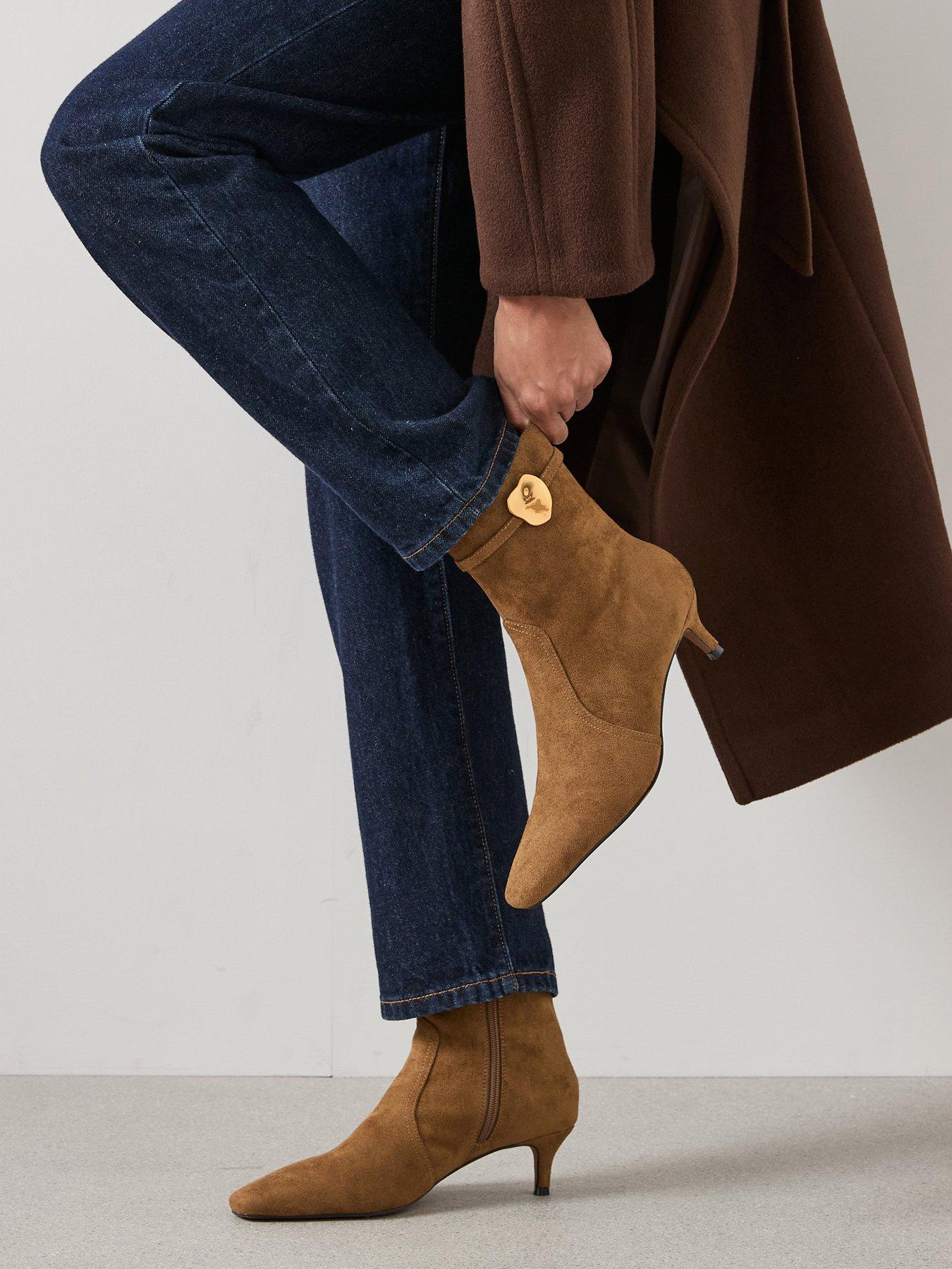 The Very Collection: Micro Heel Ankle Boots - Brown