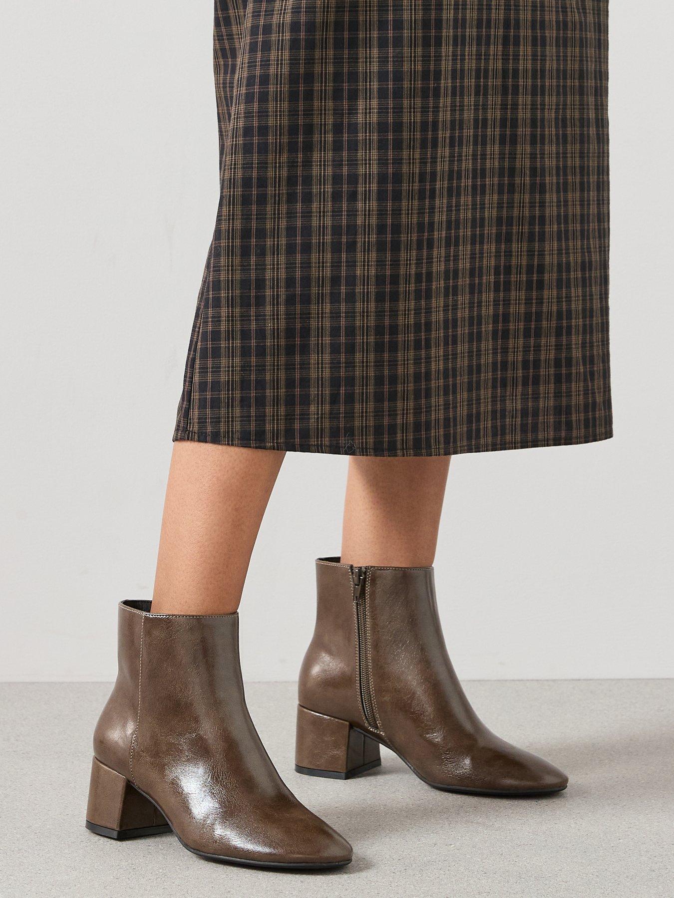 The Very Collection: Low Block Heel Ankle Boot - Green