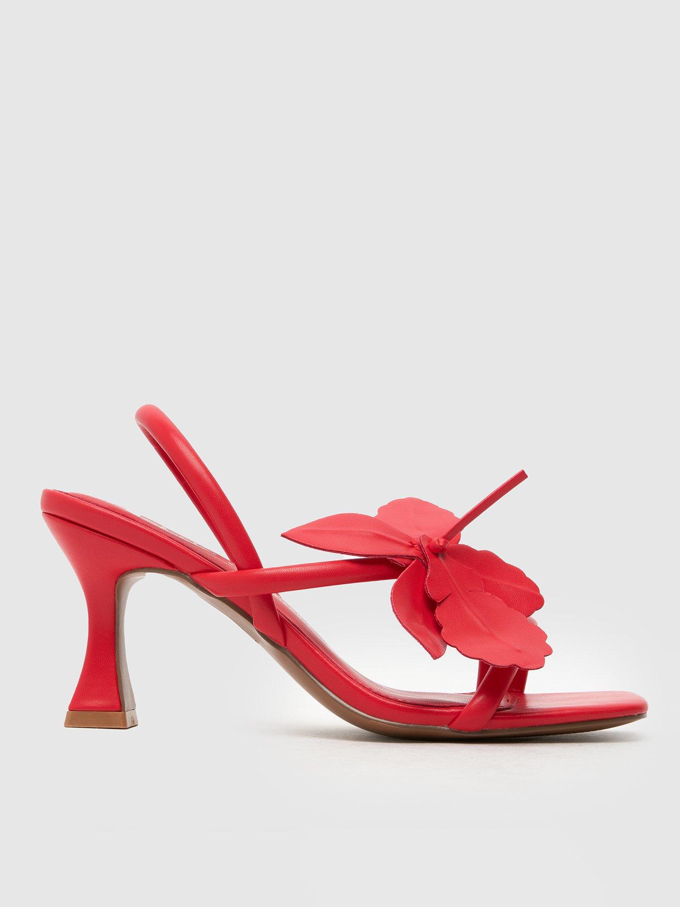 undefined Siya Flower Detail Heeled Sandal - Red