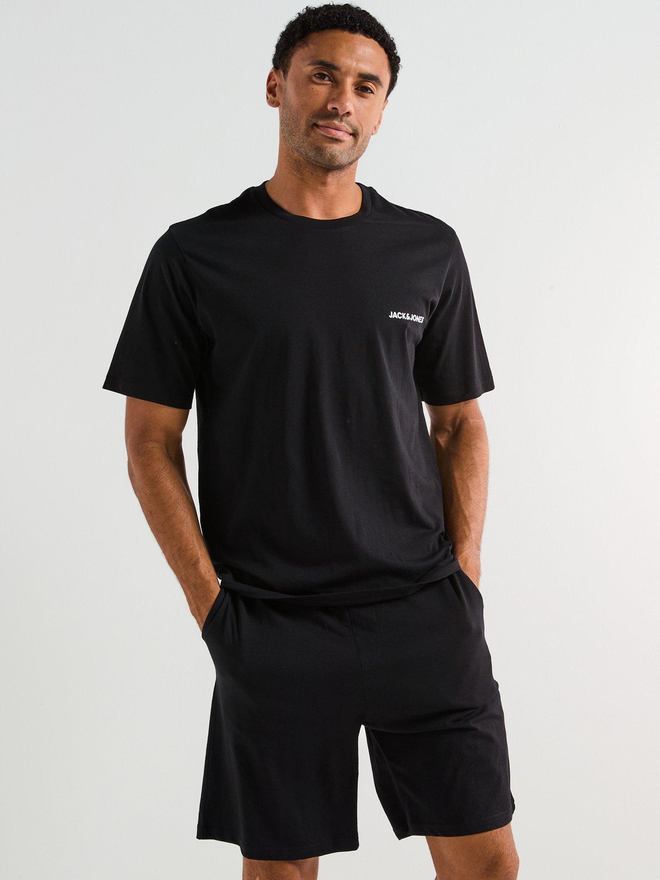 undefined Everest Short Sleeve T-Shirt And Short Loungewear Set - Black