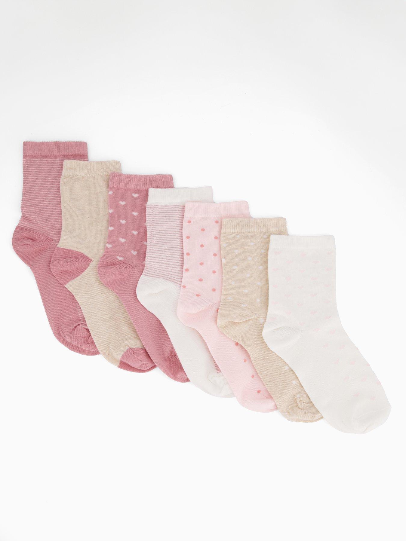 Image 1 of 4 of The Very Collection Girls 7 Pack Hearts And Spots Socks - Multi