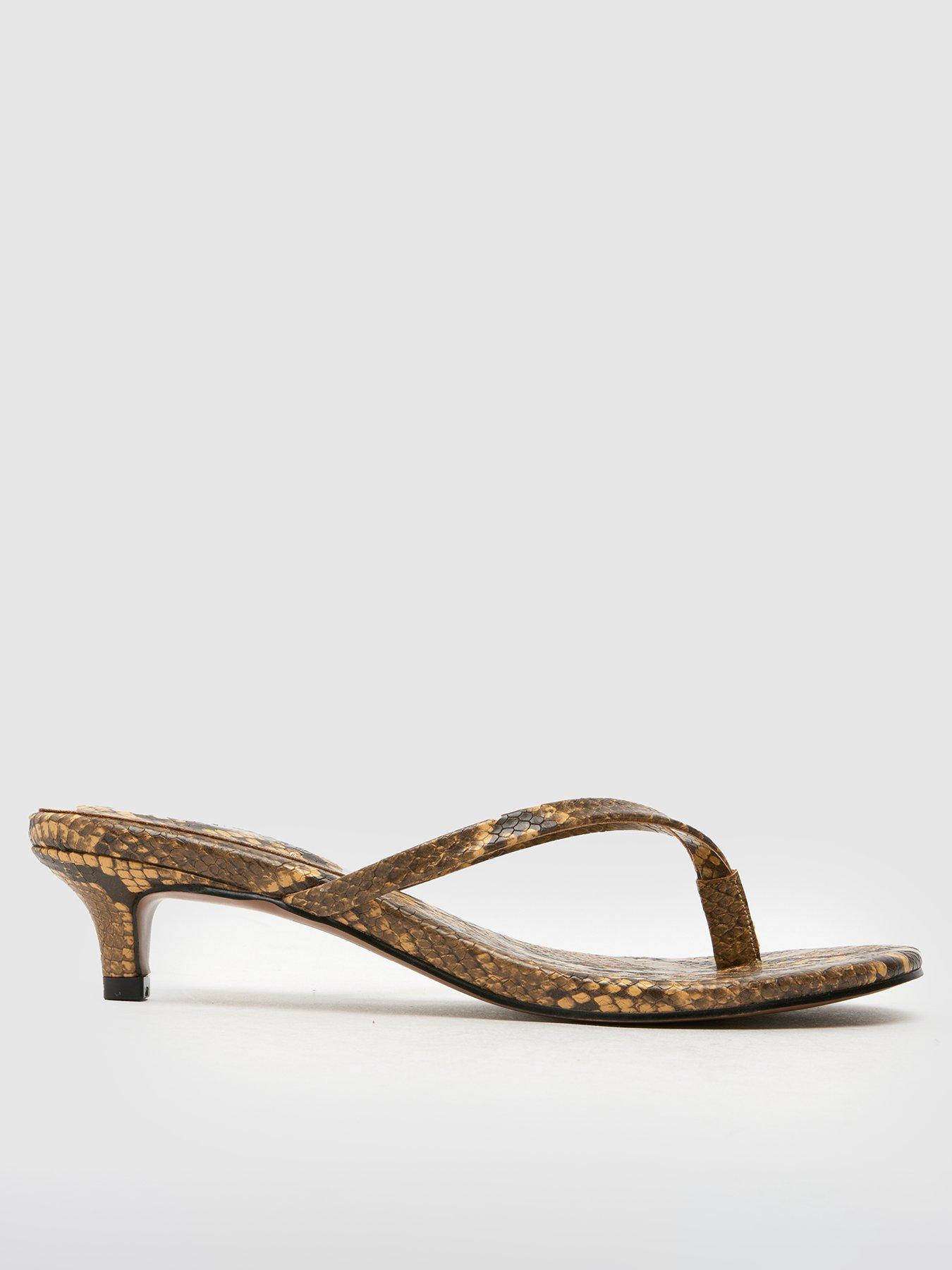 Schuh Sunnie Toe Post Kitten Heel Sandals Snakeskin Very