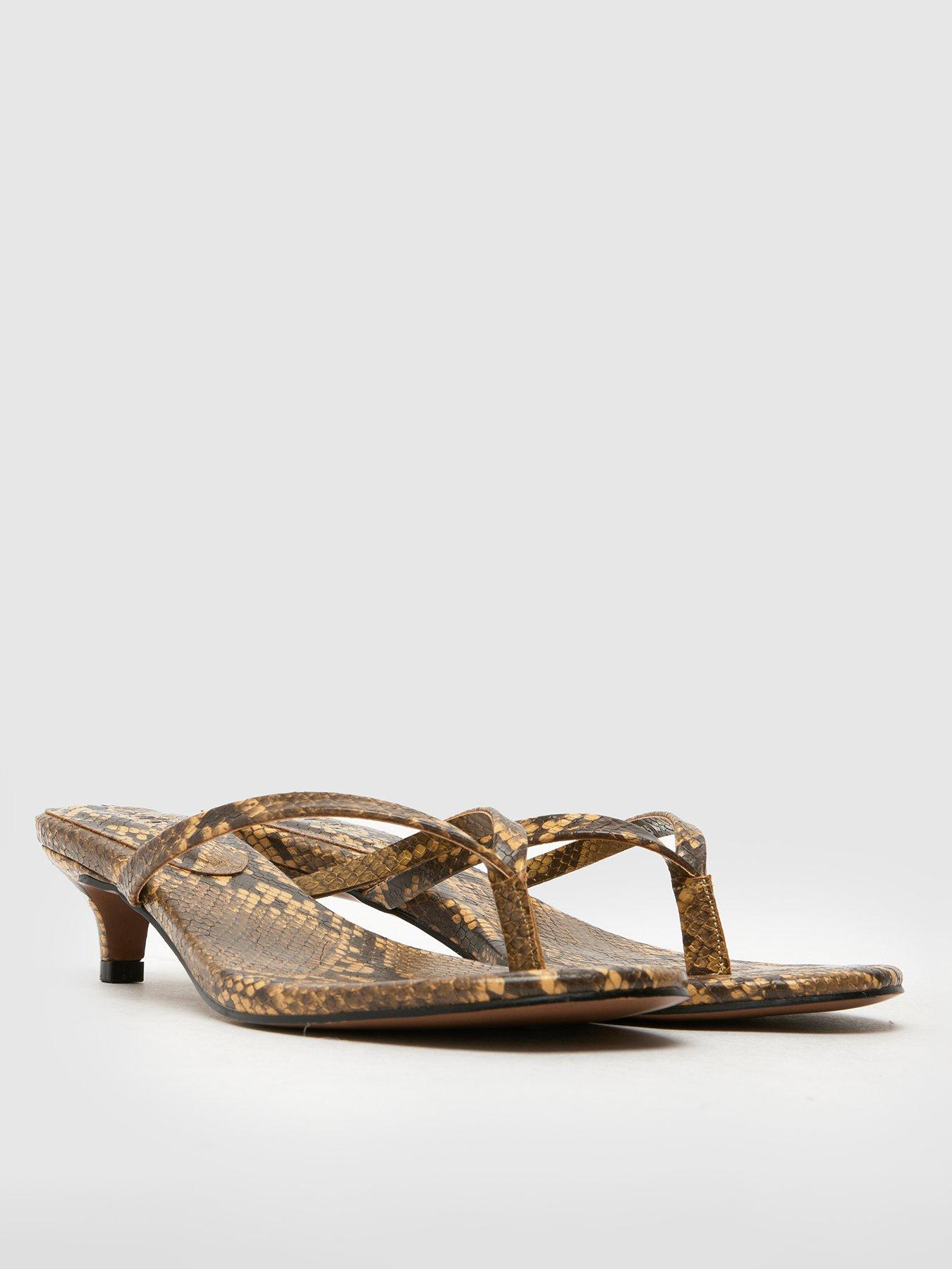 Schuh Sunnie Toe Post Kitten Heel Sandals Snakeskin Very