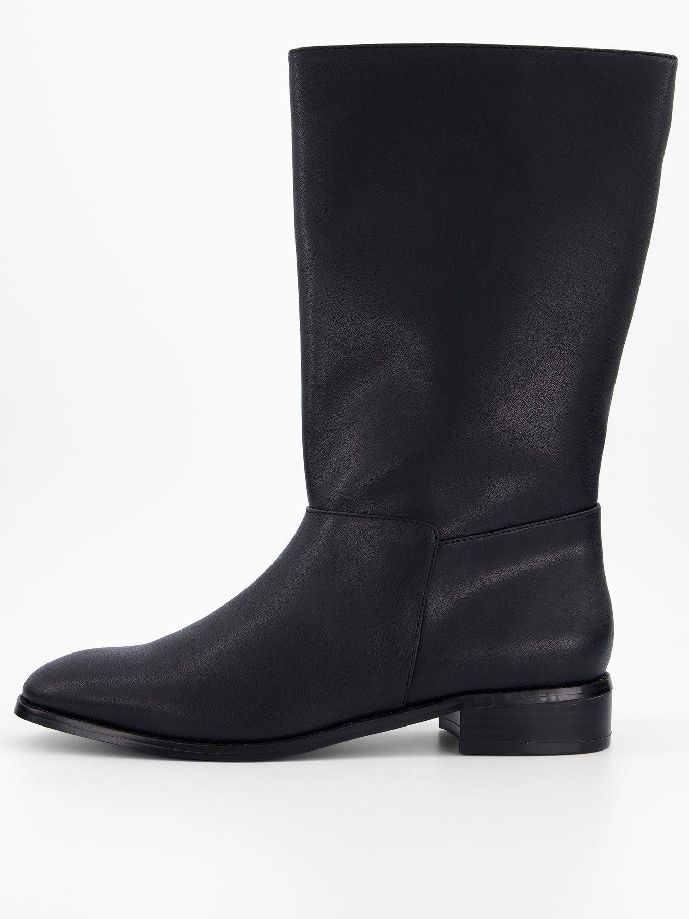 The Very Collection: Low Block Heel Calf Length Boots - Black