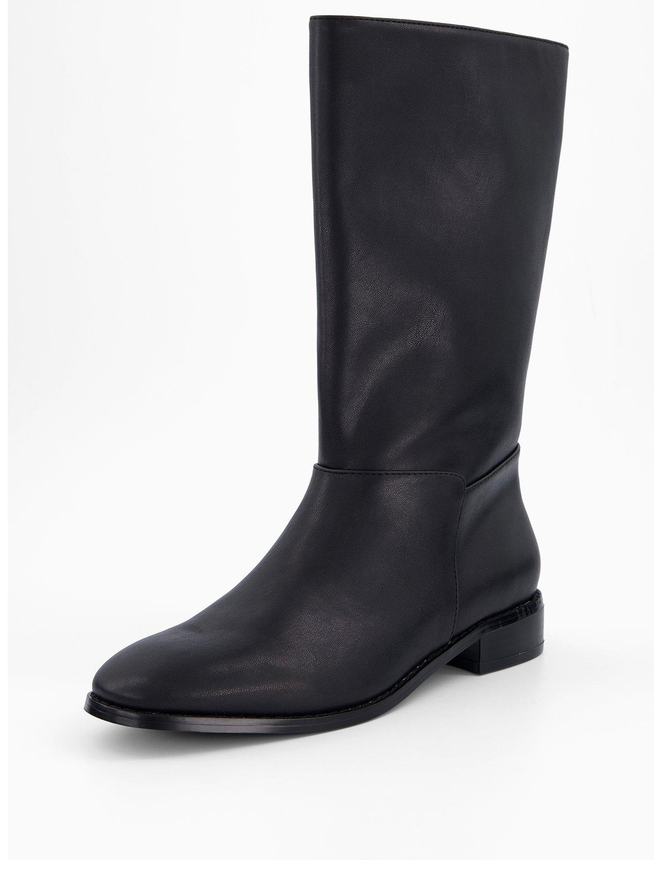 Image 2 of 6 of The Very Collection Low Block Heel Calf Length Boots - Black