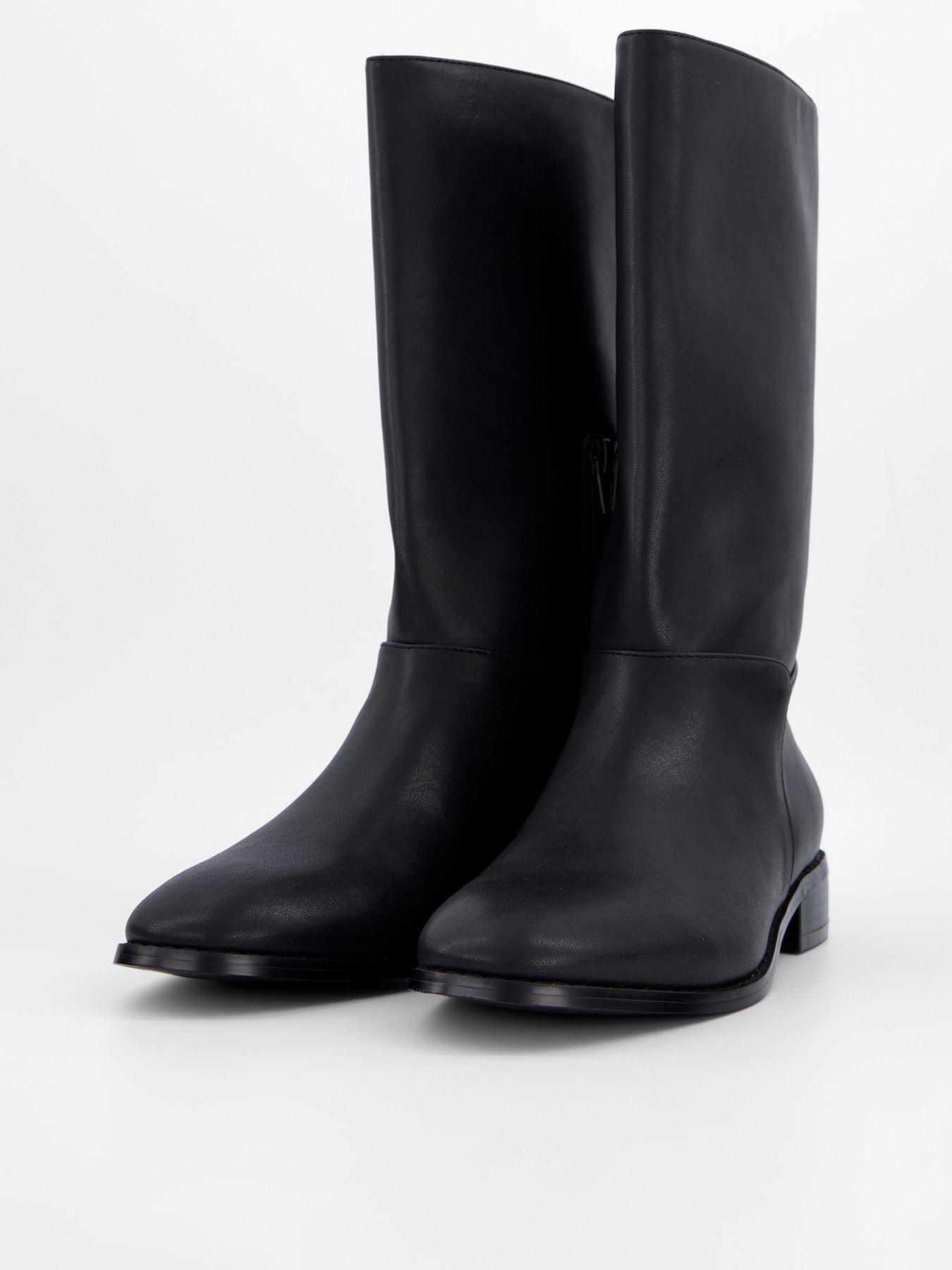 Image 3 of 6 of The Very Collection Low Block Heel Calf Length Boots - Black