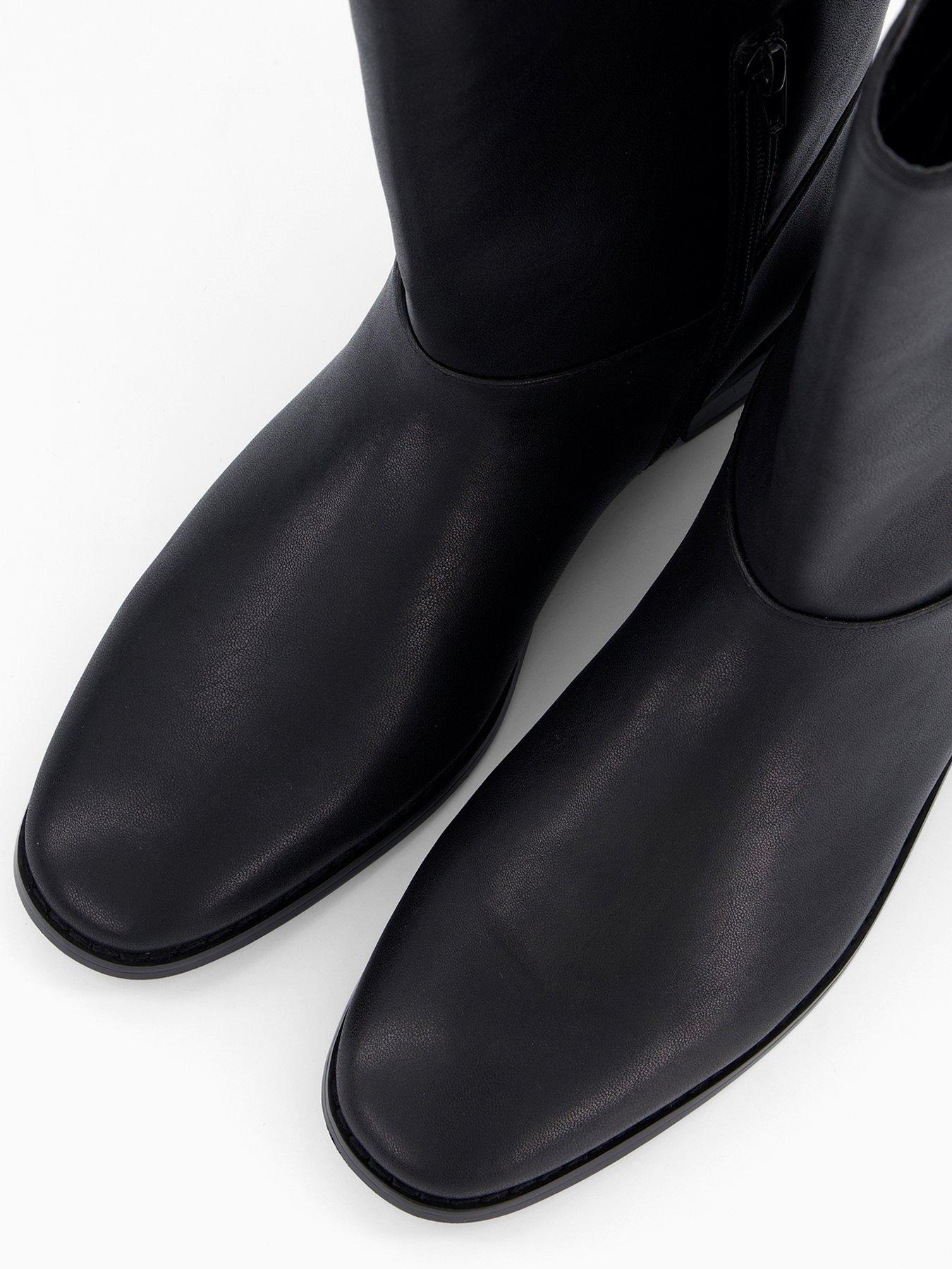 Image 4 of 6 of The Very Collection Low Block Heel Calf Length Boots - Black