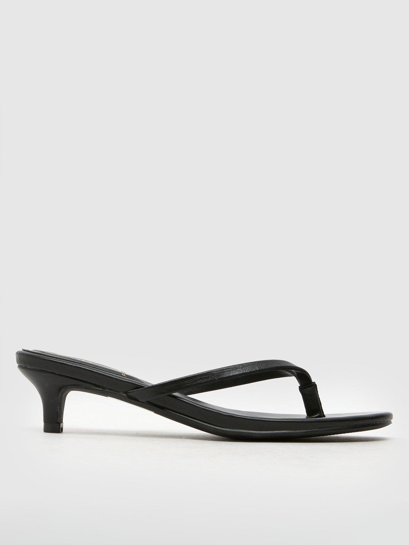 Schuh Sunnie Toe Post Kitten Heel Sandal Black Very