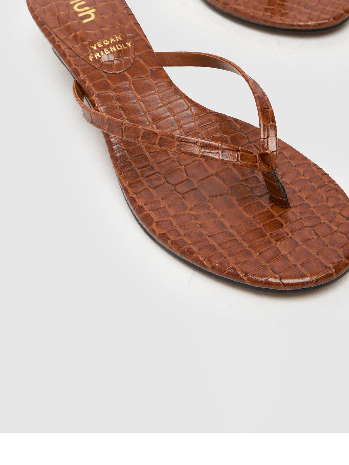 Schuh Sunnie Toe Post Kitten Heel Sandals Tan Very