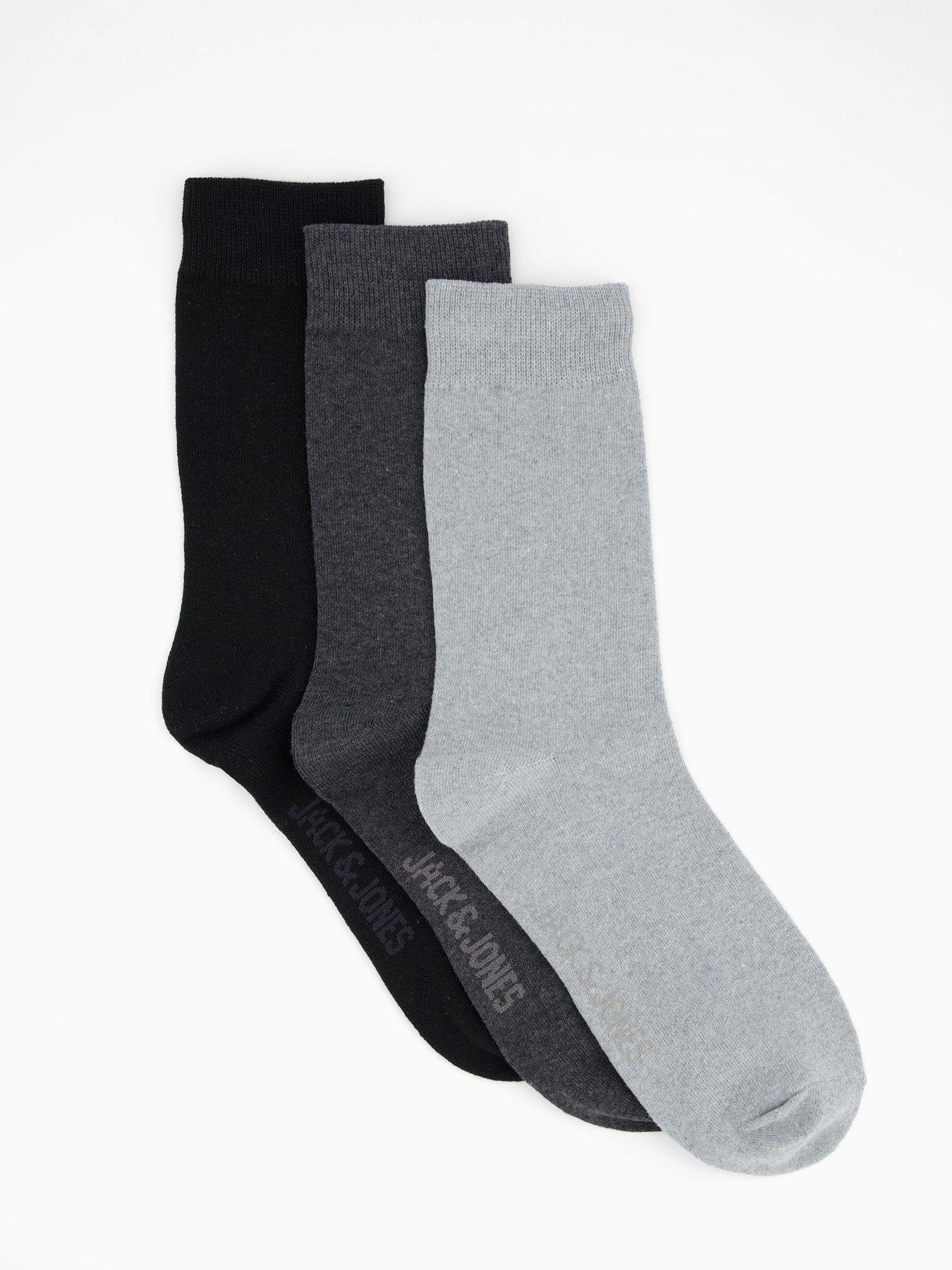 Jack & Jones Ordinary 3 Pack Ankle Socks - Black/Grey