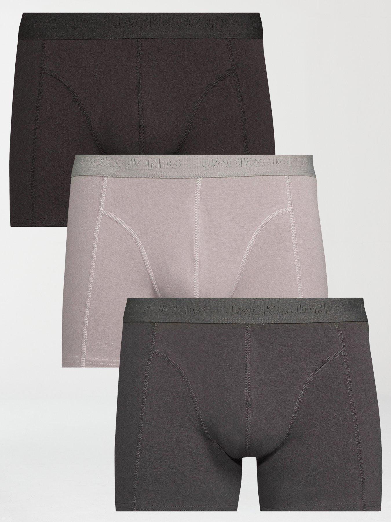 Jack & Jones 3 Pack Tonal Trunks - Dark Grey