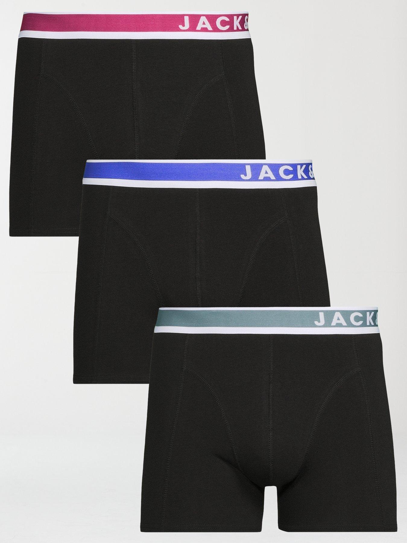 Jack & Jones Easton 3 Pack Logo Waistband Trunks - Black