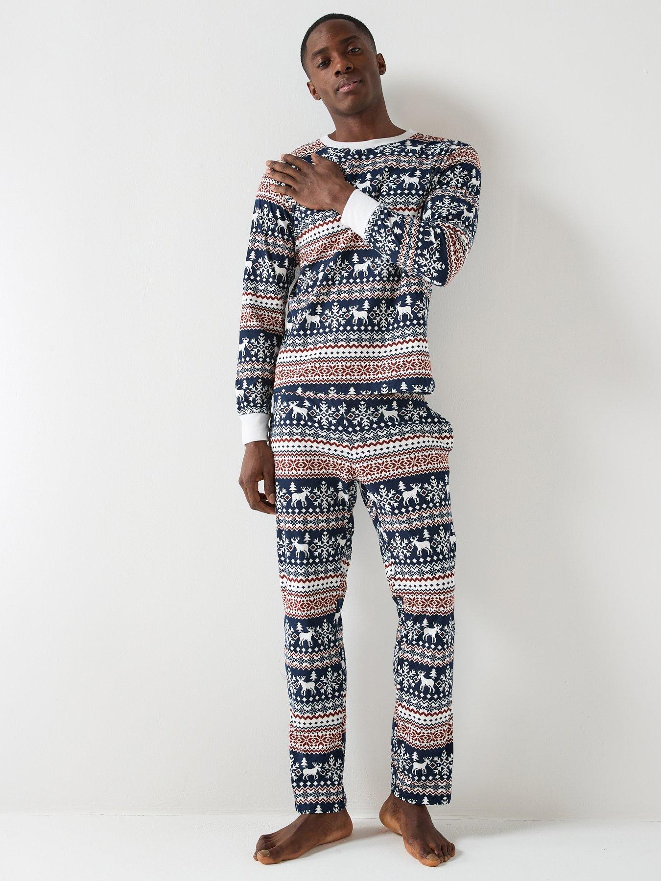 Jack & Jones Solid Fairisle Loungewear Top And Bottom Set - Black