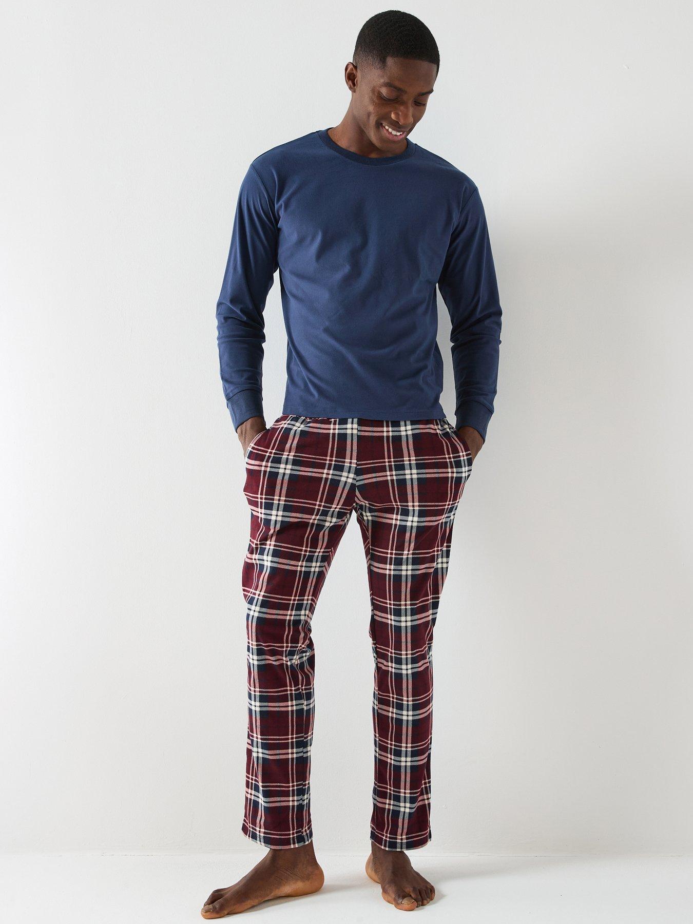 Jack & Jones Solid Loungewear Top And Bottom Set - Navy