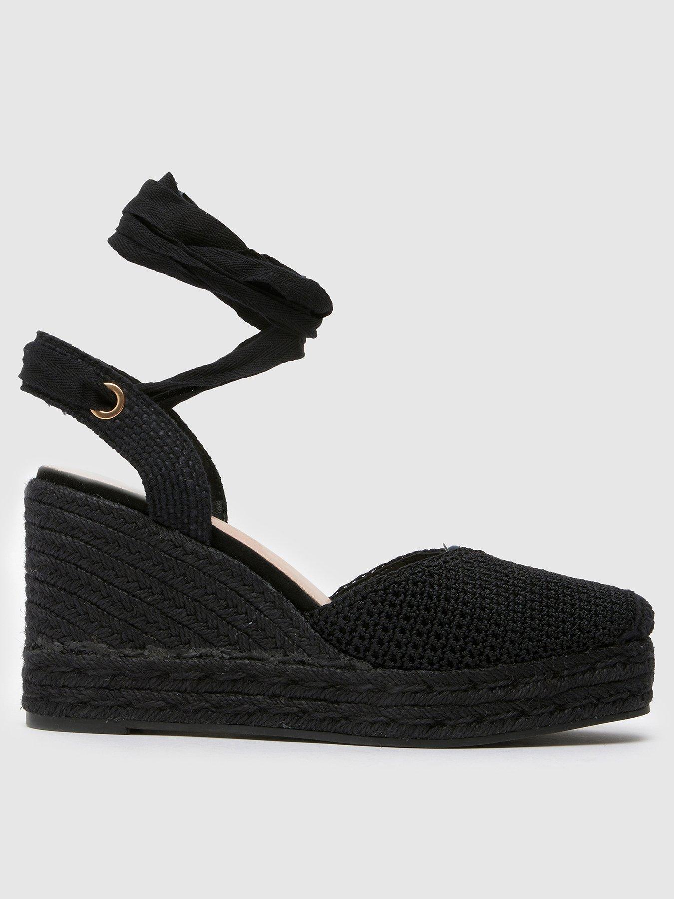 Schuh Velma Tie Wedge Espadrille Black Very