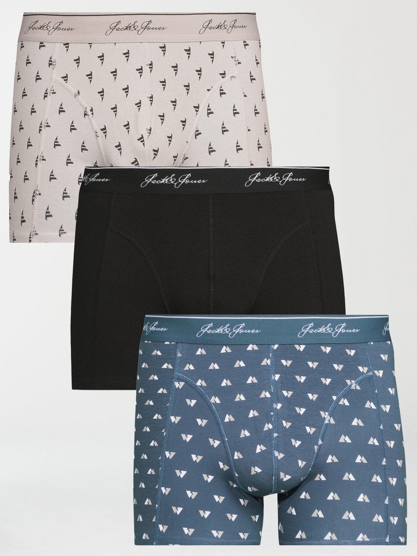 undefined Tate 3 Pack Logo Waistband Trunks - Blue