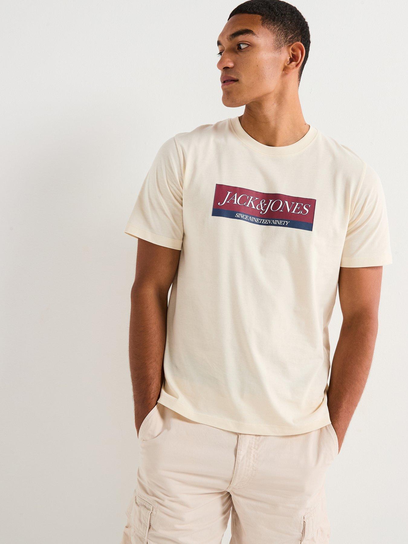 Jack & Jones Orinwood Block Graphic Short Sleeve Crew Neck T-Shirt - White