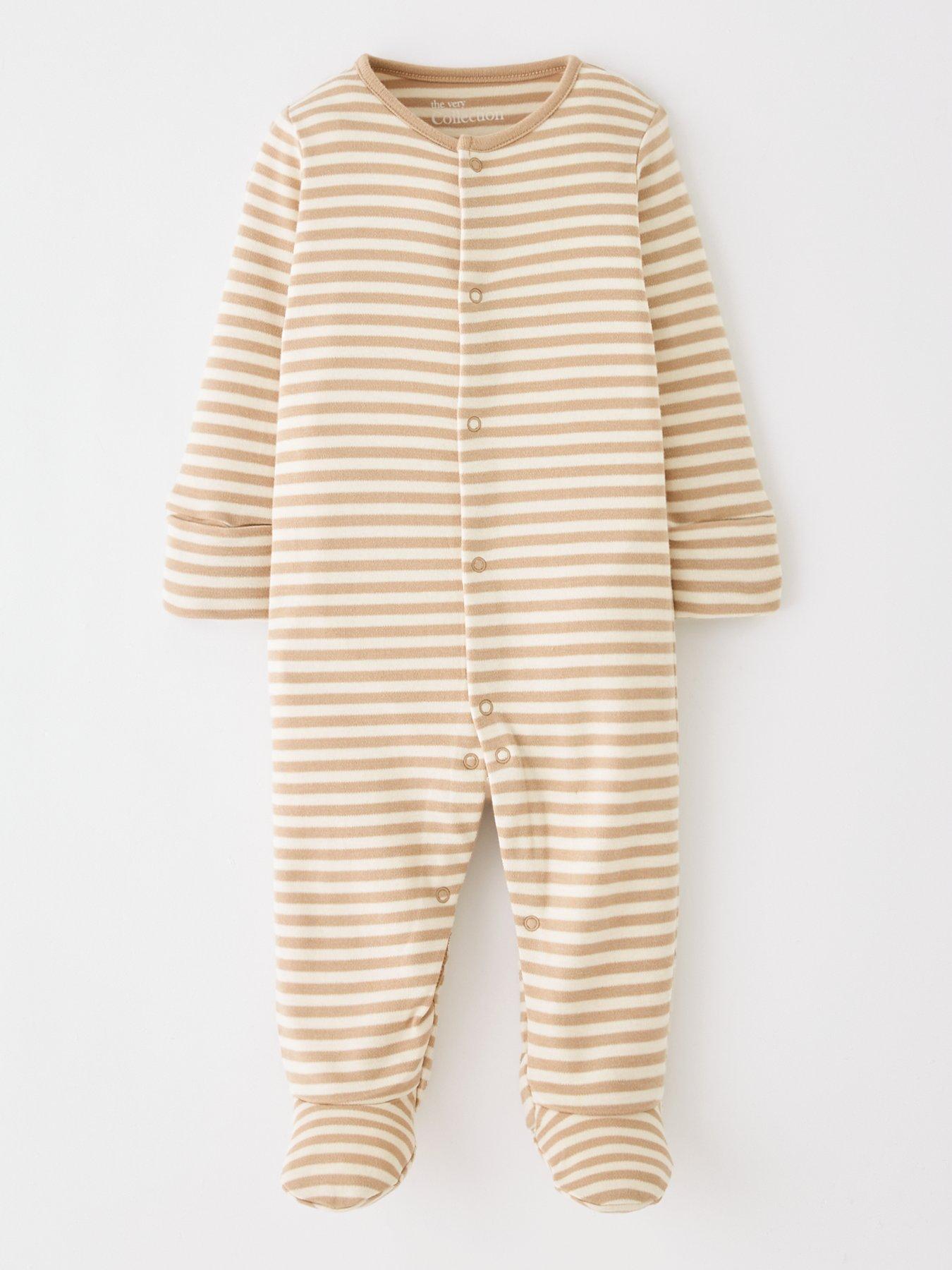 Image 3 of 5 of The Very Collection Unisex 3Pk Elephant Sleepsuits - Beige