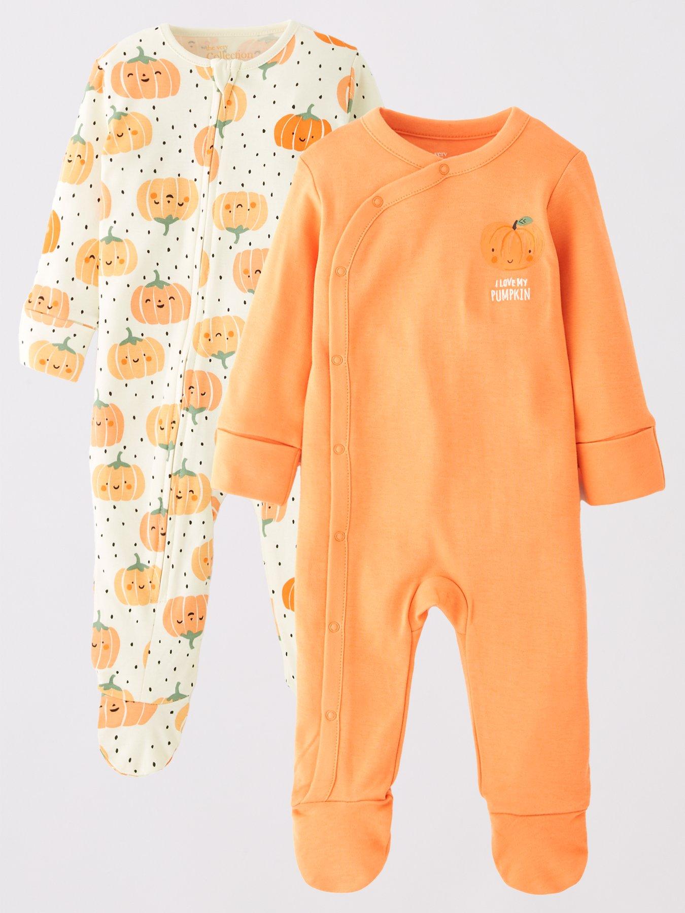 The Very Collection Unisex 2Pk Pumpkin Sleepsuits - Orange