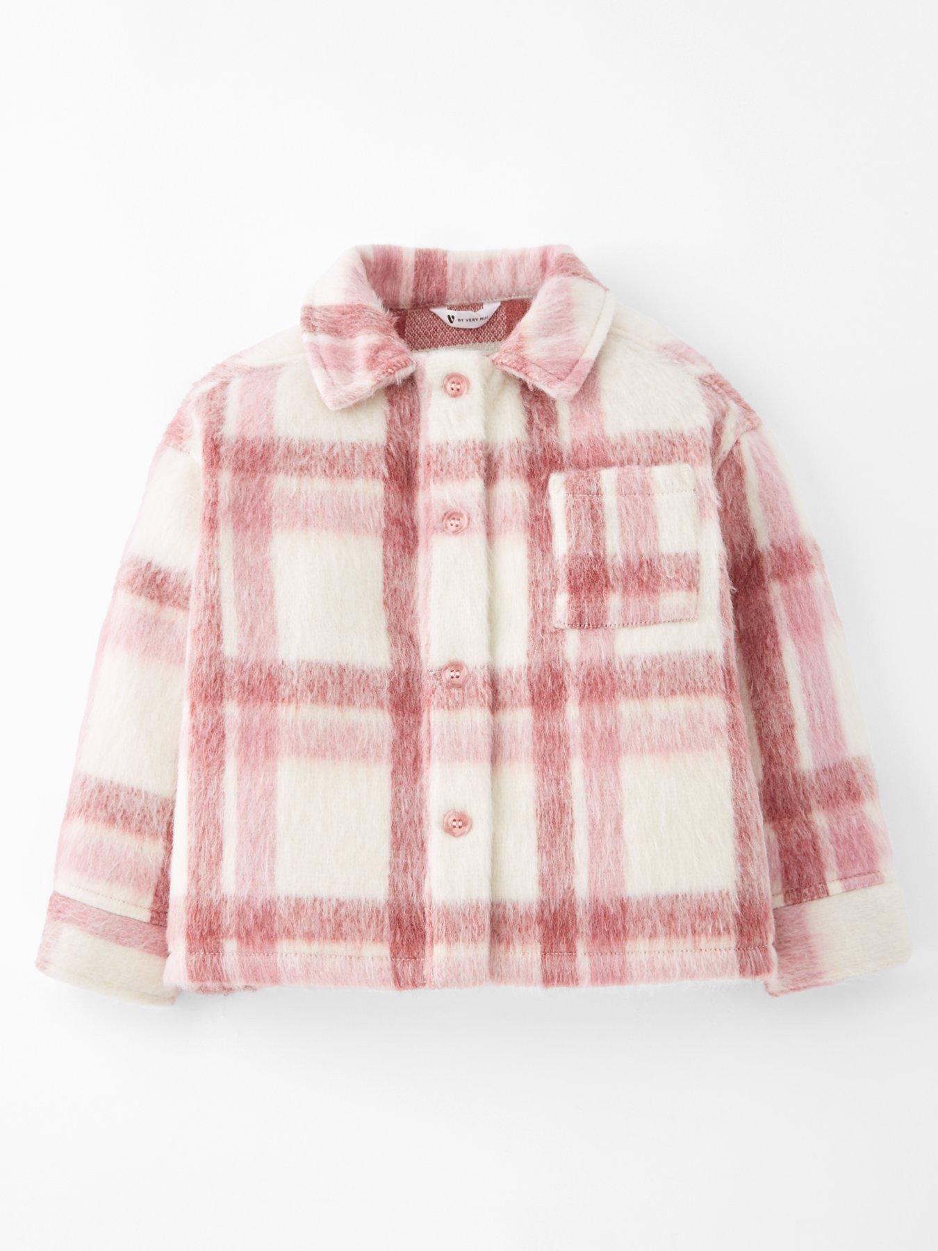 Mini V by Very Girls Check Shacket - Pink