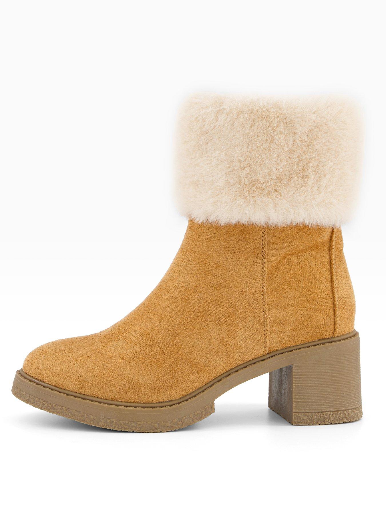 The Very Collection: Extra Wide Fit Block Heel Boot - Brown